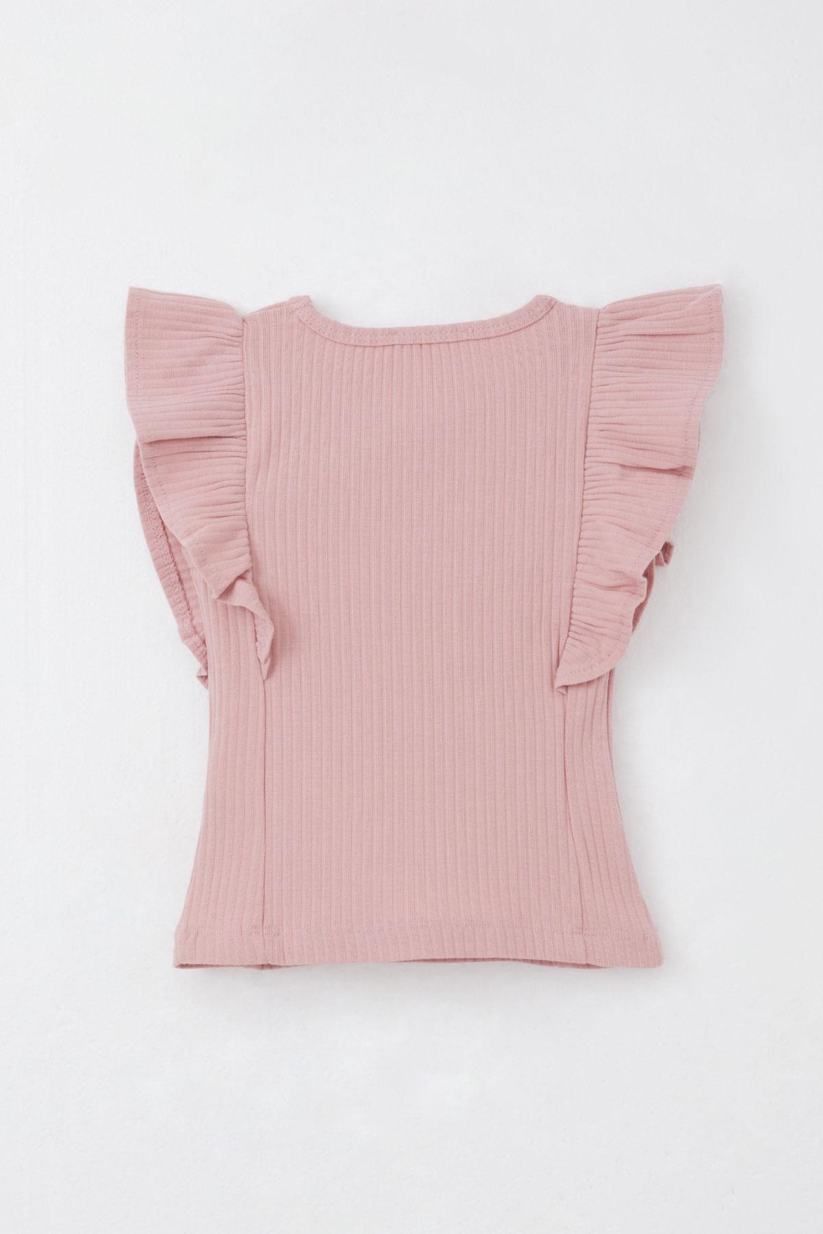 Breeze Kız Çocuk Taytlı Pantolon Takım Yazı Nakışlı Paçası Yırtmaçlı Gülkurusu (2-6 Yaş)