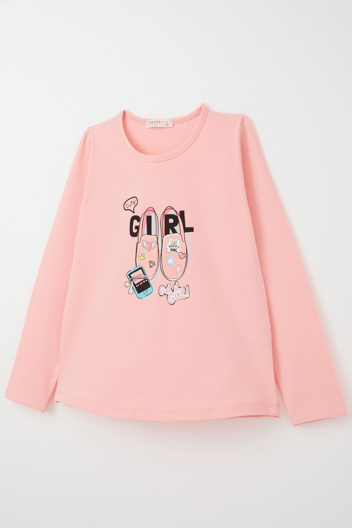 Breeze Kız Çocuk Taytlı Takım Ayakkabı Baskılı Pembe (4-9 Yaş)