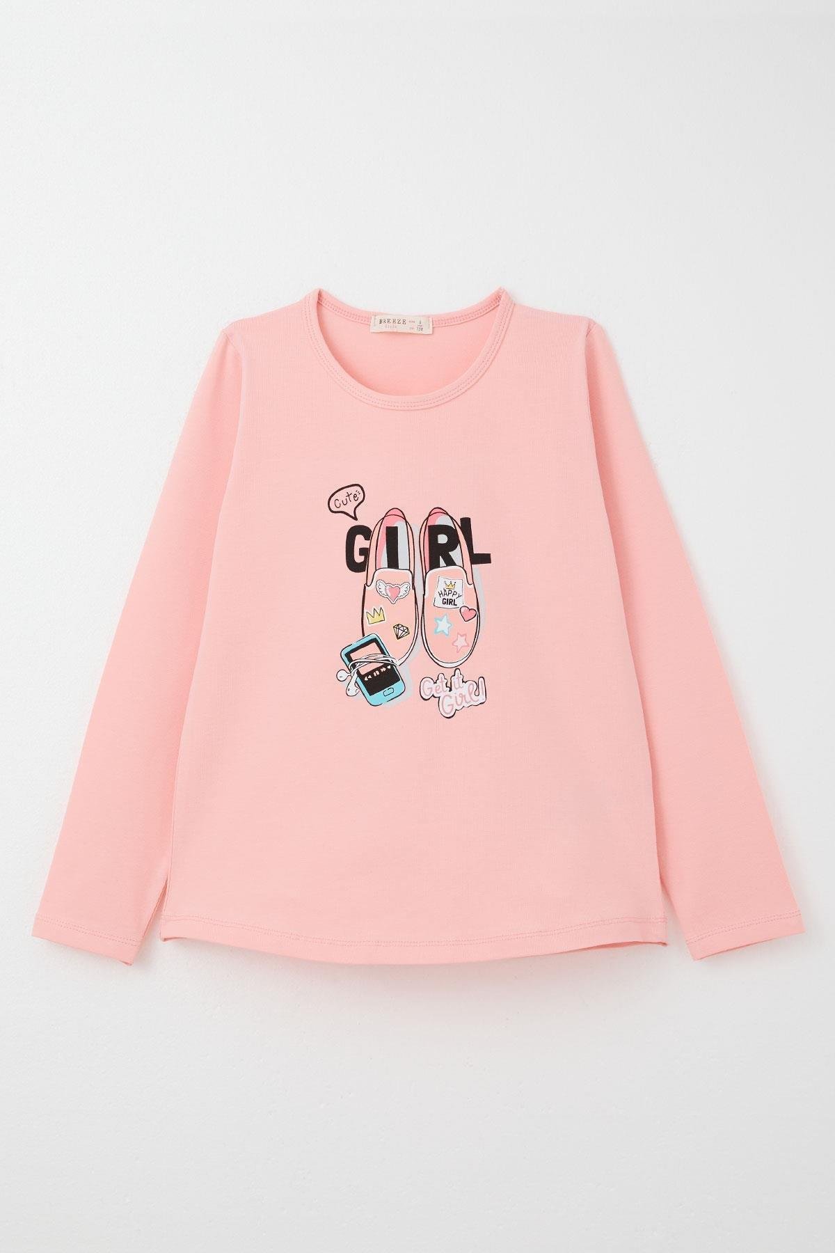 Breeze Kız Çocuk Taytlı Takım Ayakkabı Baskılı Pembe (4-9 Yaş)