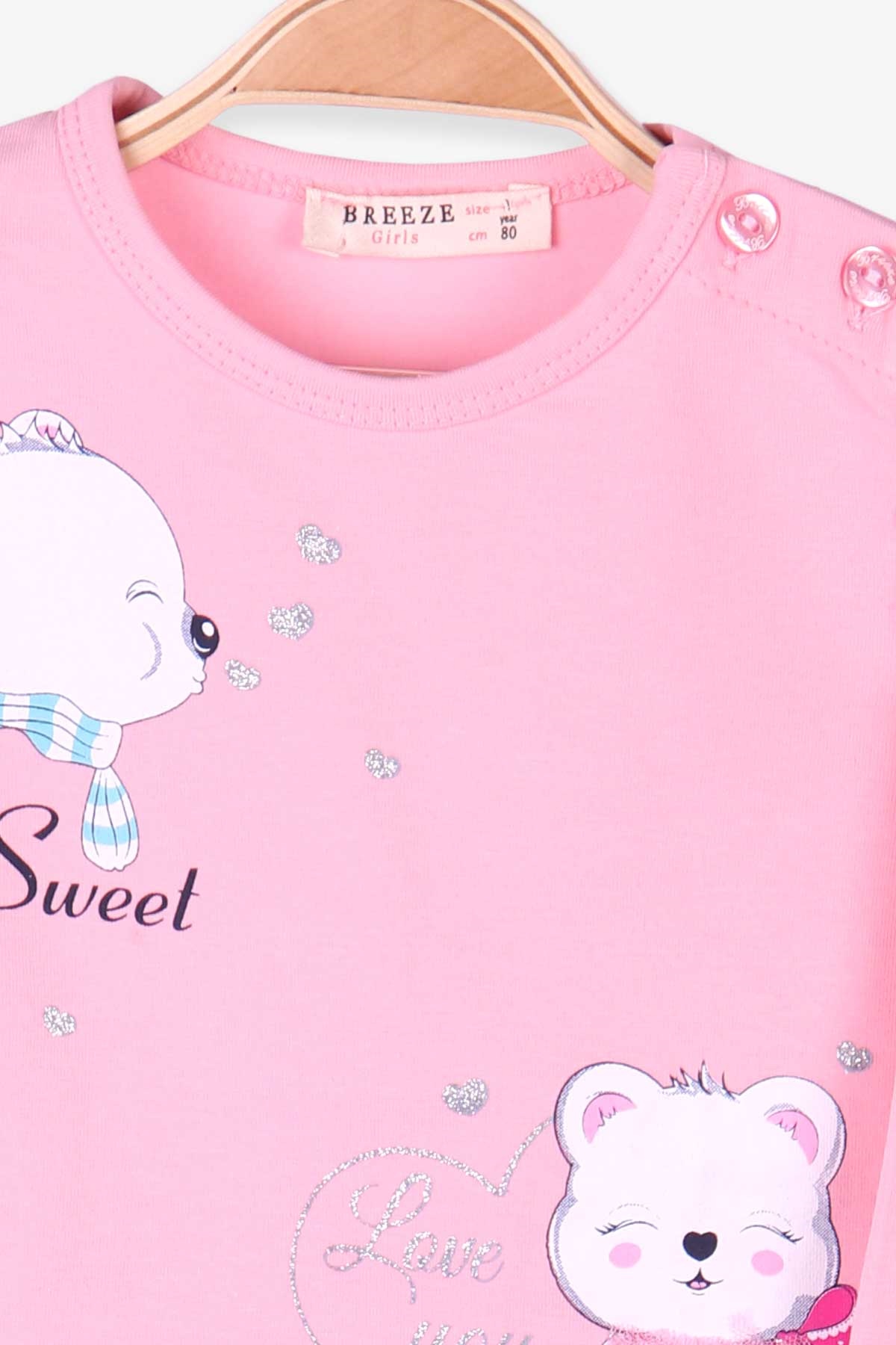 Breeze Kız Çocuk Taytlı Takım Ayıcık Baskılı Pudra (1-4 Yaş)