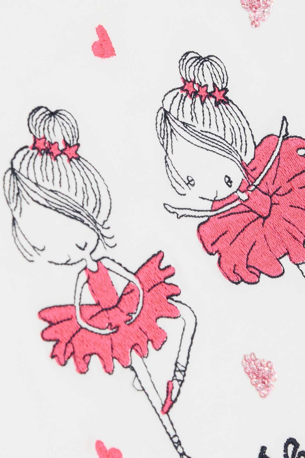 Breeze Kız Çocuk Taytlı Takım Balerin Nakışlı Ekru (1.5-5 Yaş)