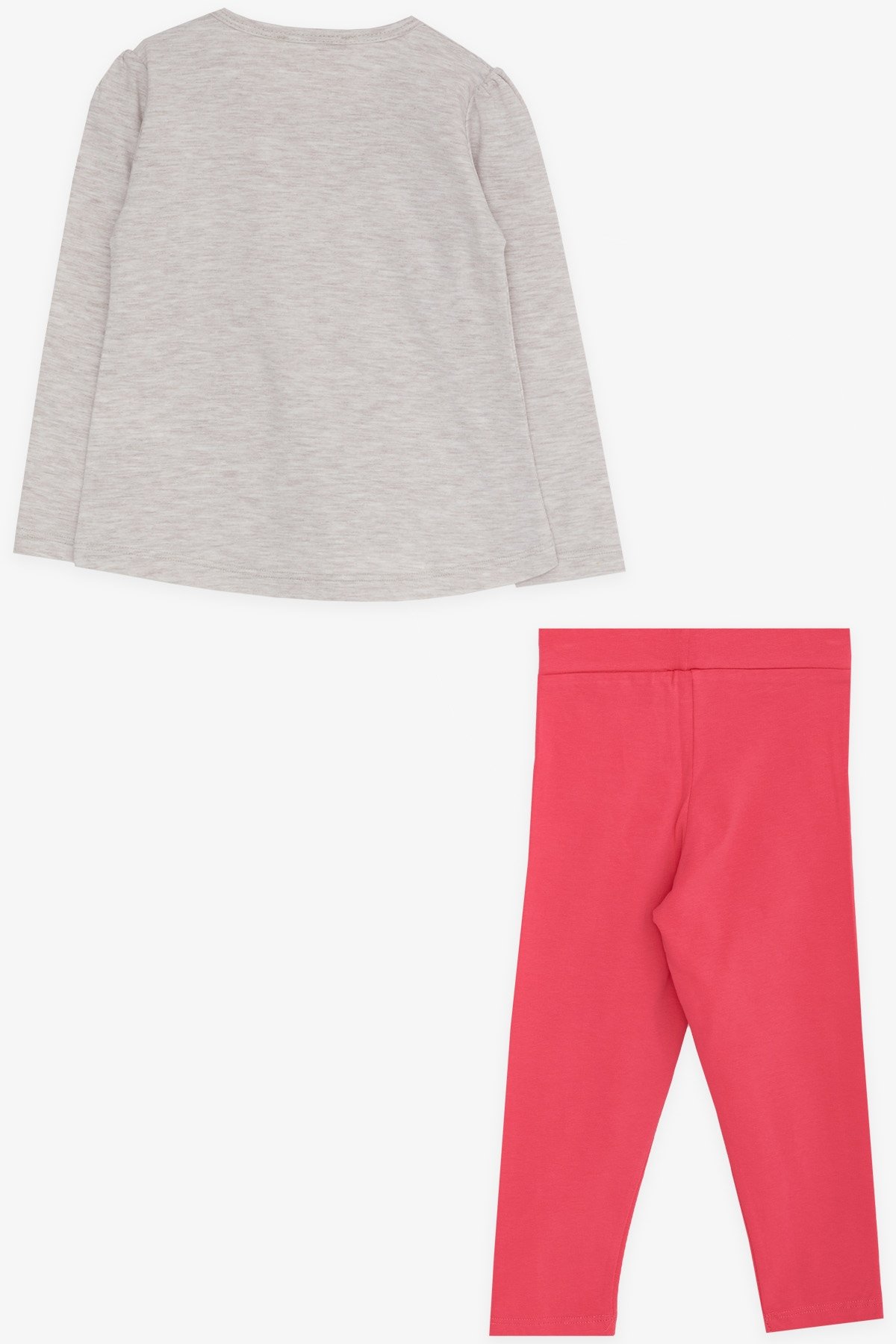 Breeze Kız Çocuk Taytlı Takım Baskılı Pullu Bej Melanj (1.5-5 Yaş)