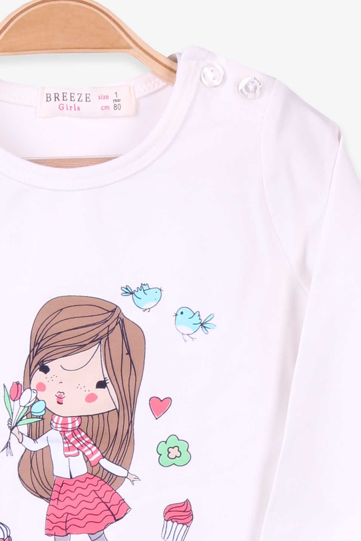 Breeze Kız Çocuk Taytlı Takım Baskılı Ekru (1-4 Yaş)