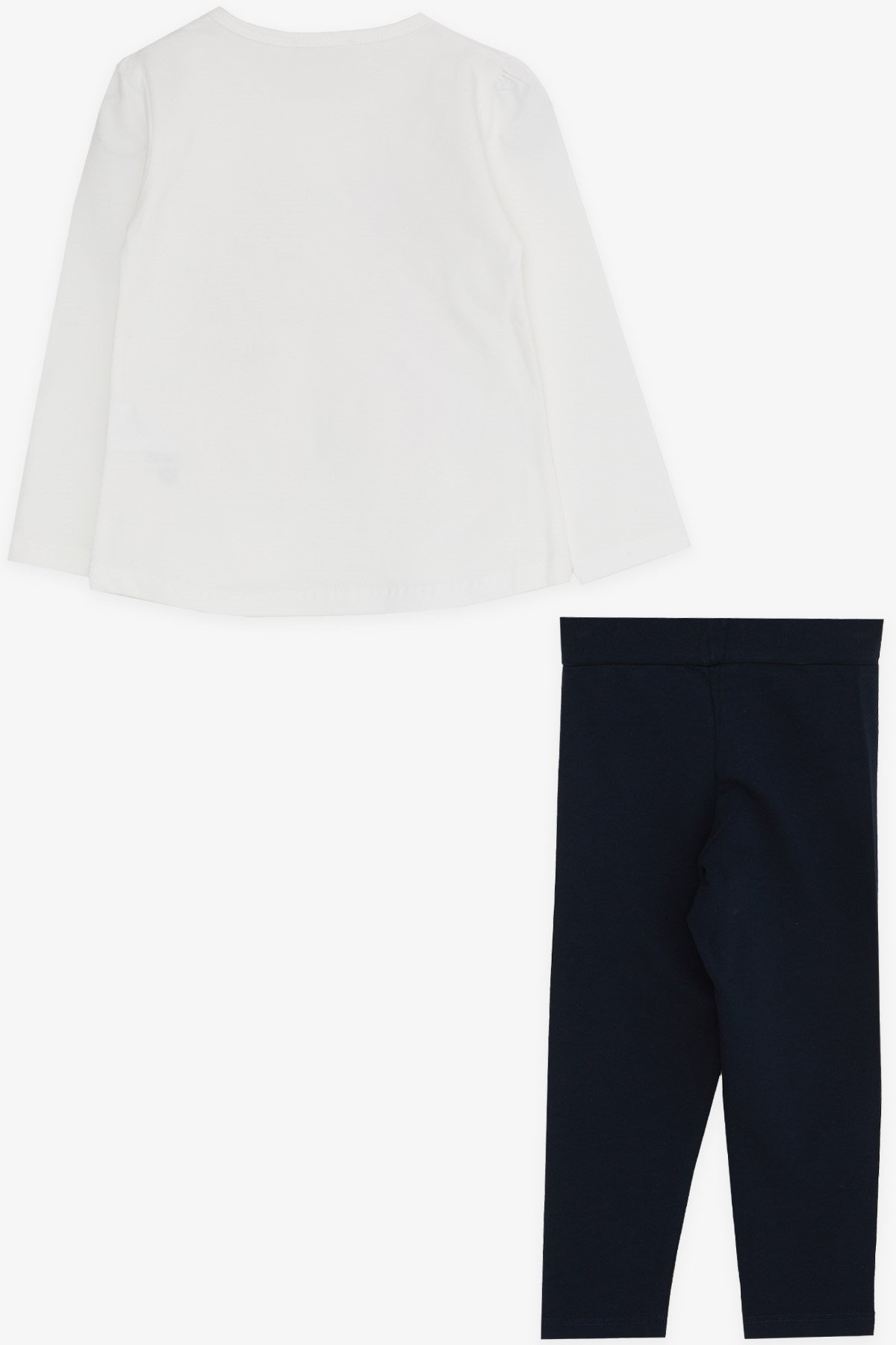 Breeze Kız Çocuk Taytlı Takım Baskılı Pullu Beyaz (1.5-5 Yaş)