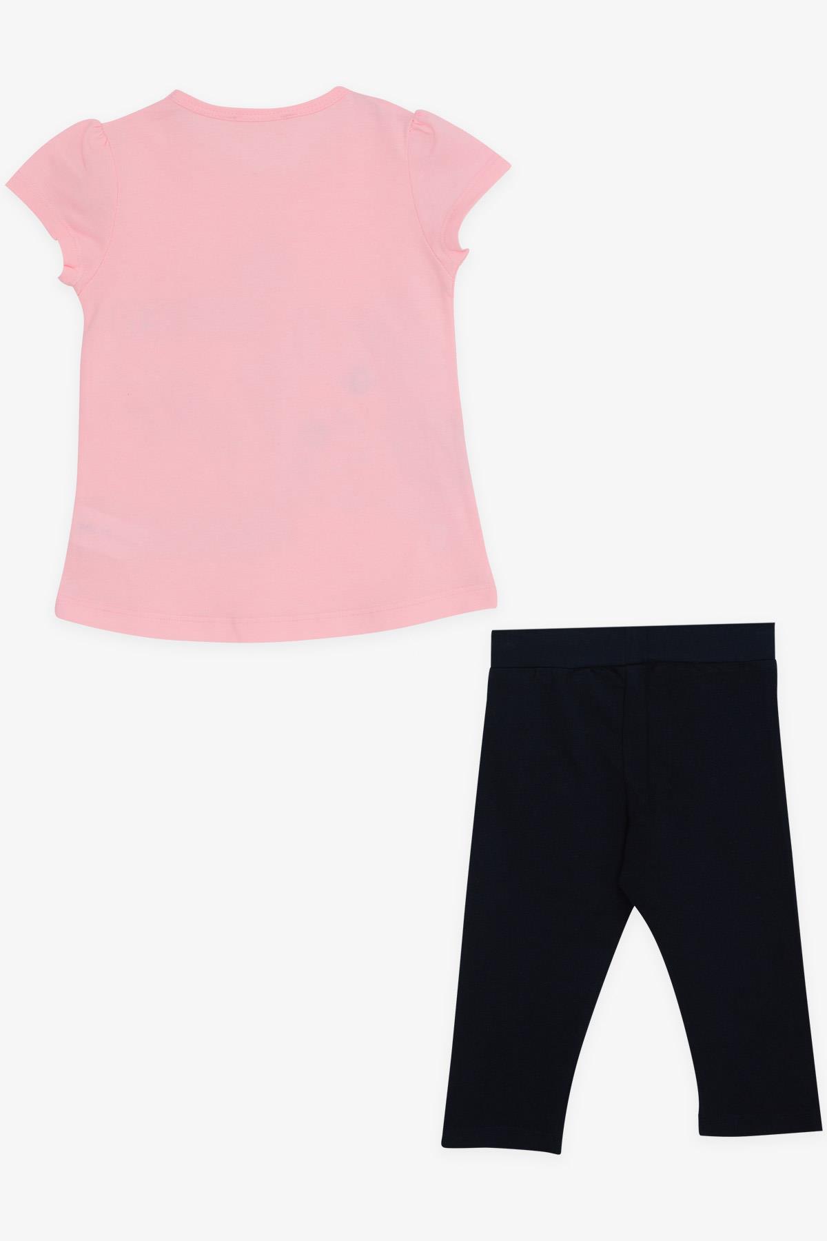 Breeze Kız Çocuk Taytlı Takım Baskılı Kedili Pudra (2-6 Yaş)