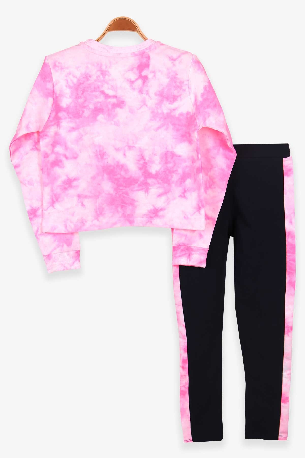 Breeze Kiz Çocuk Taytli Takim Batik Desenli Neon Pembe (8-10 Yaş)