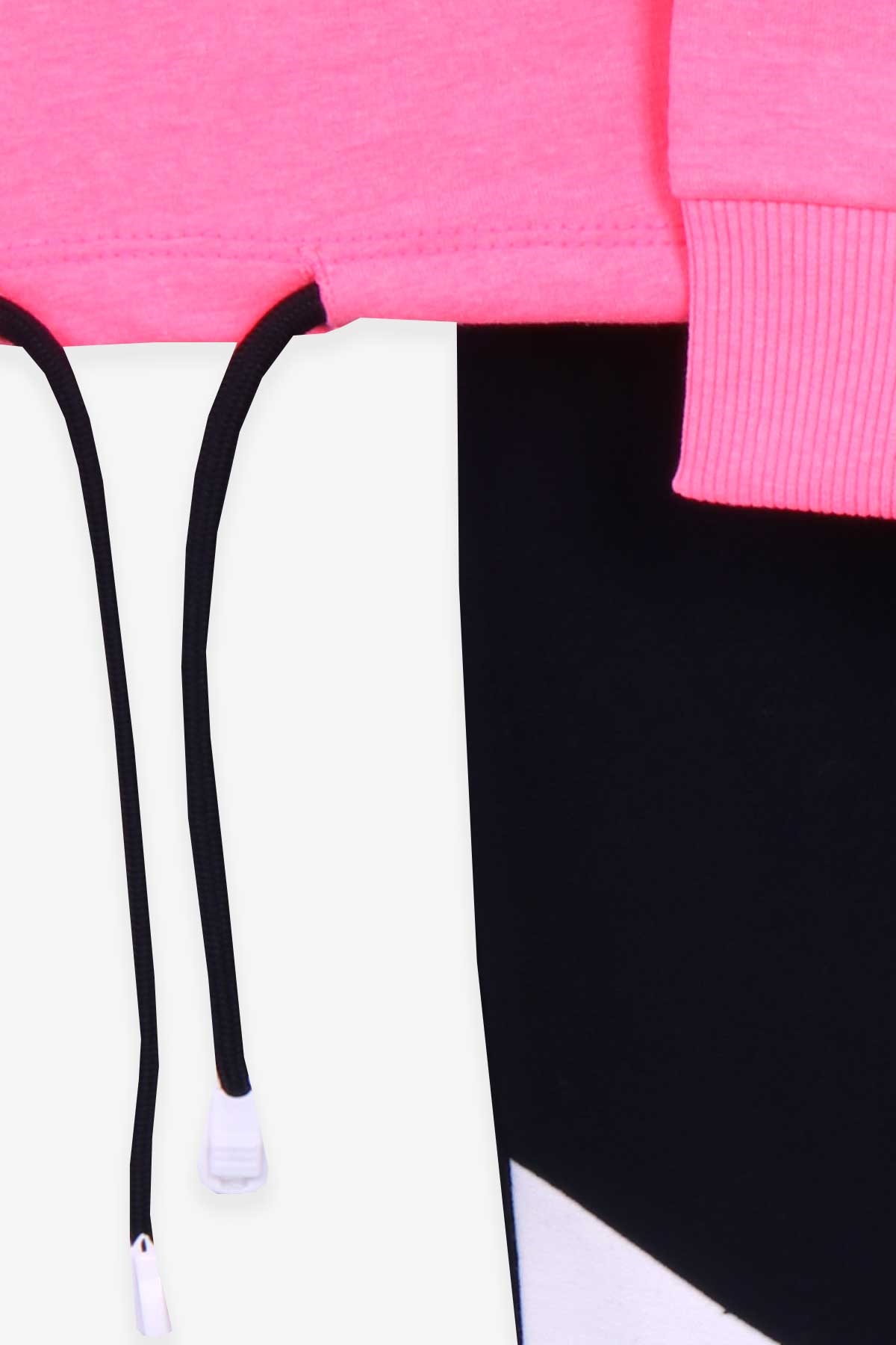 Breeze Kız Çocuk Taytlı Takım Blok Desenli Bağcıklı Neon Pembe (9-14 Yaş)