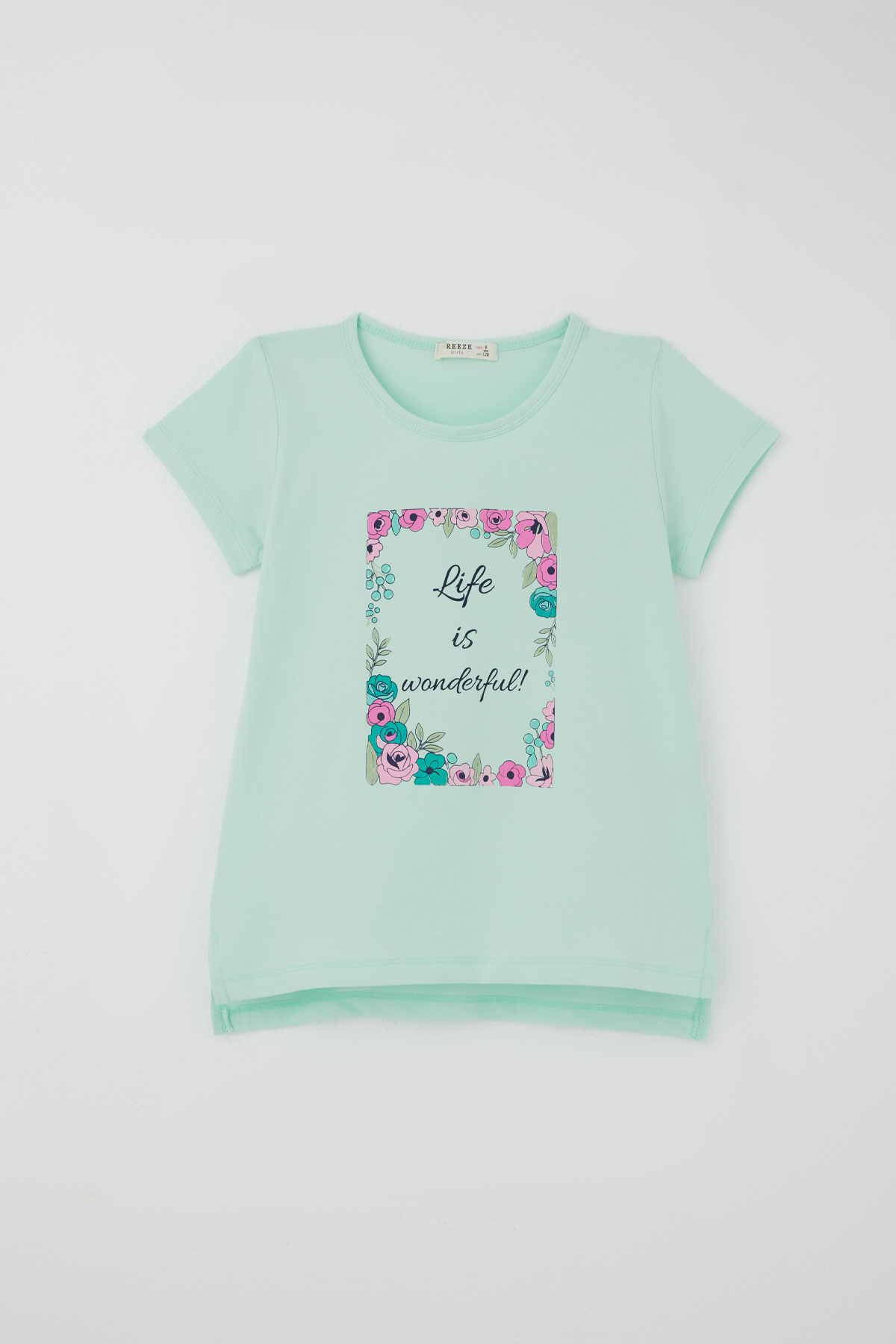 Breeze Kız Çocuk Taytlı Takım Çiçek Baskılı Su Yeşili (5-10 Yaş)