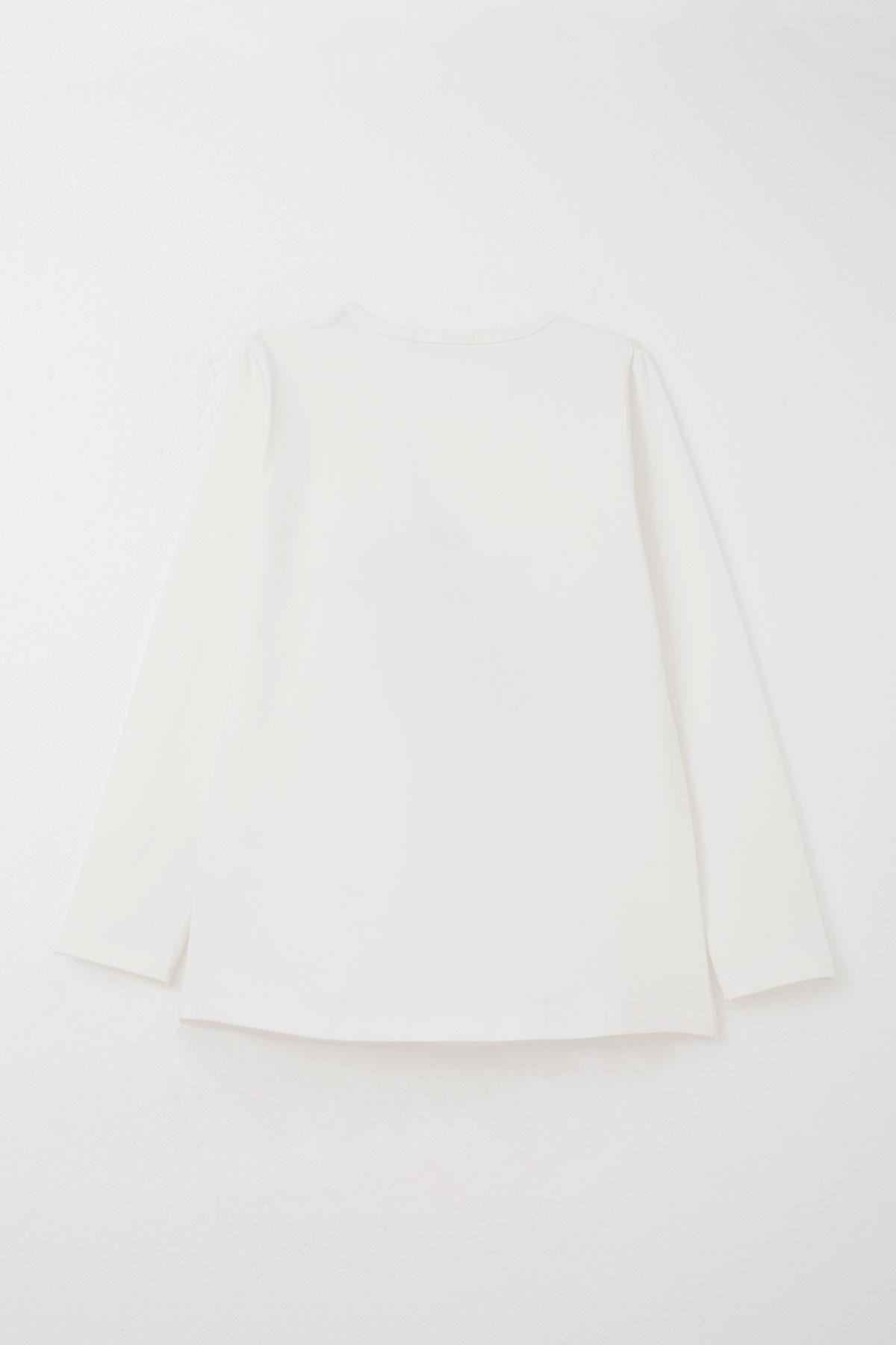 Breeze Kız Çocuk Taytlı Takım Çiçek & Simli Kelebek Baskılı Beyaz (4-8 Yaş)