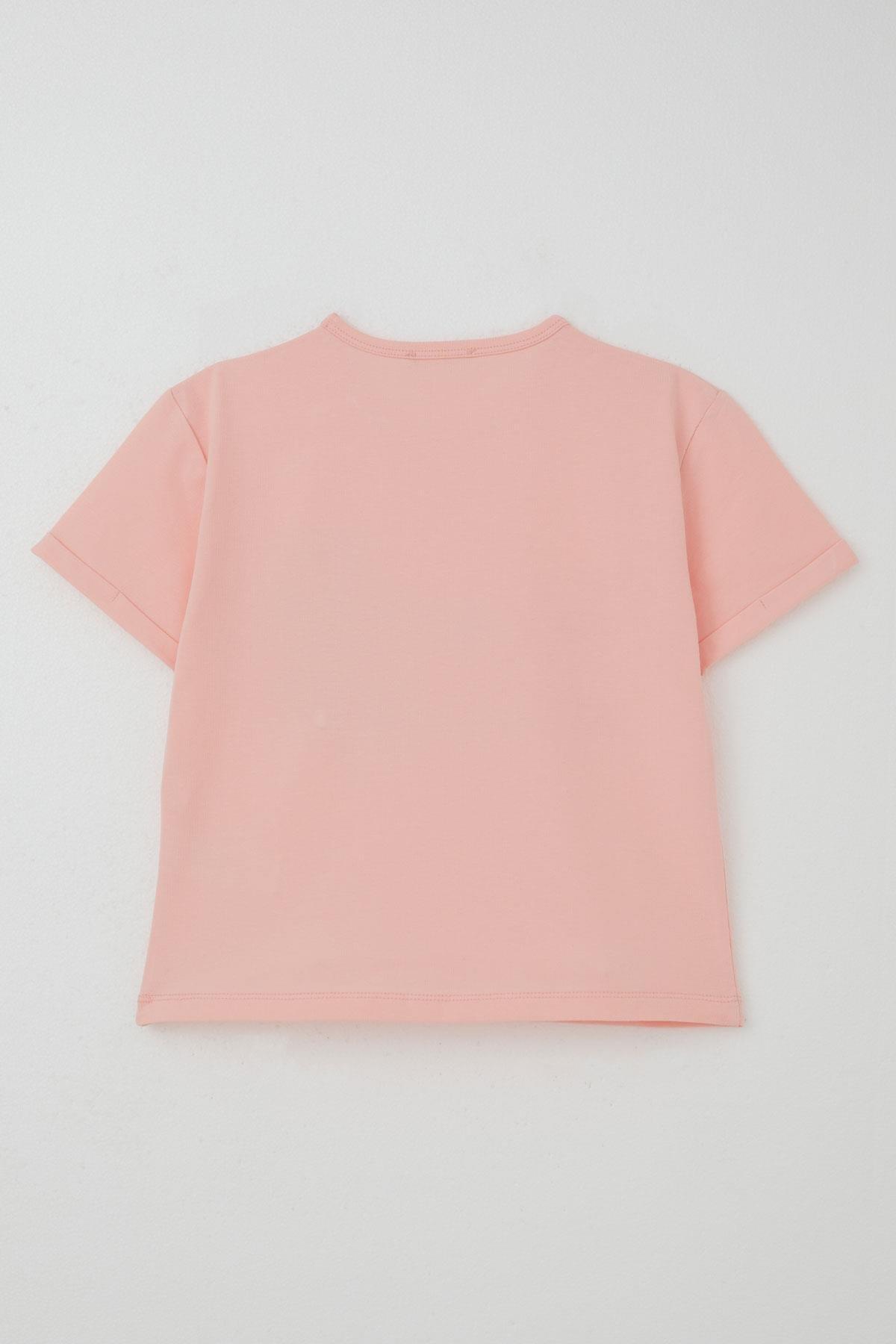 Breeze Kız Çocuk Taytlı Takım Çiçek & Yazı Baskılı Fiyonklu Pembe (5-10 Yaş)