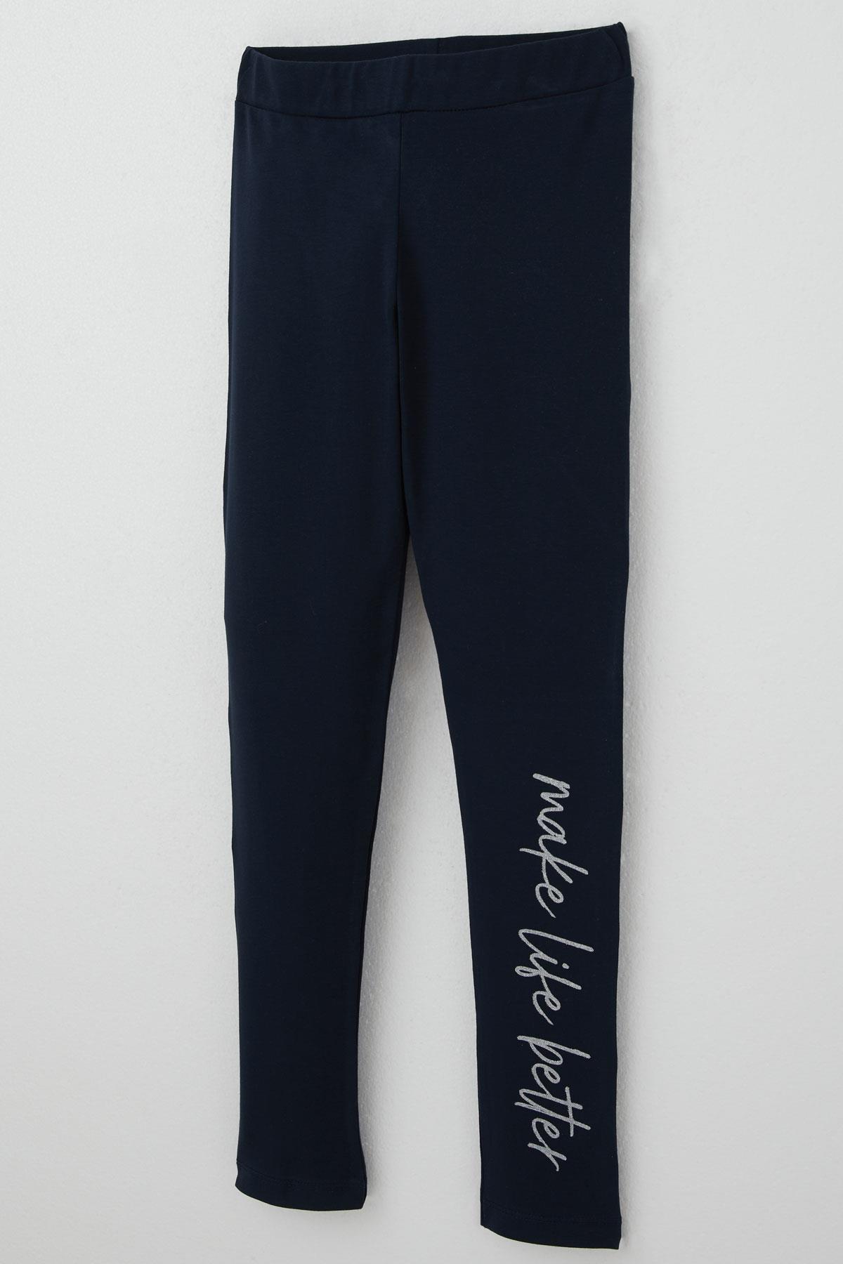 Breeze Kız Çocuk Taytlı Takım Çiçek & Yazı Baskılı Fiyonklu Pembe (5-10 Yaş)