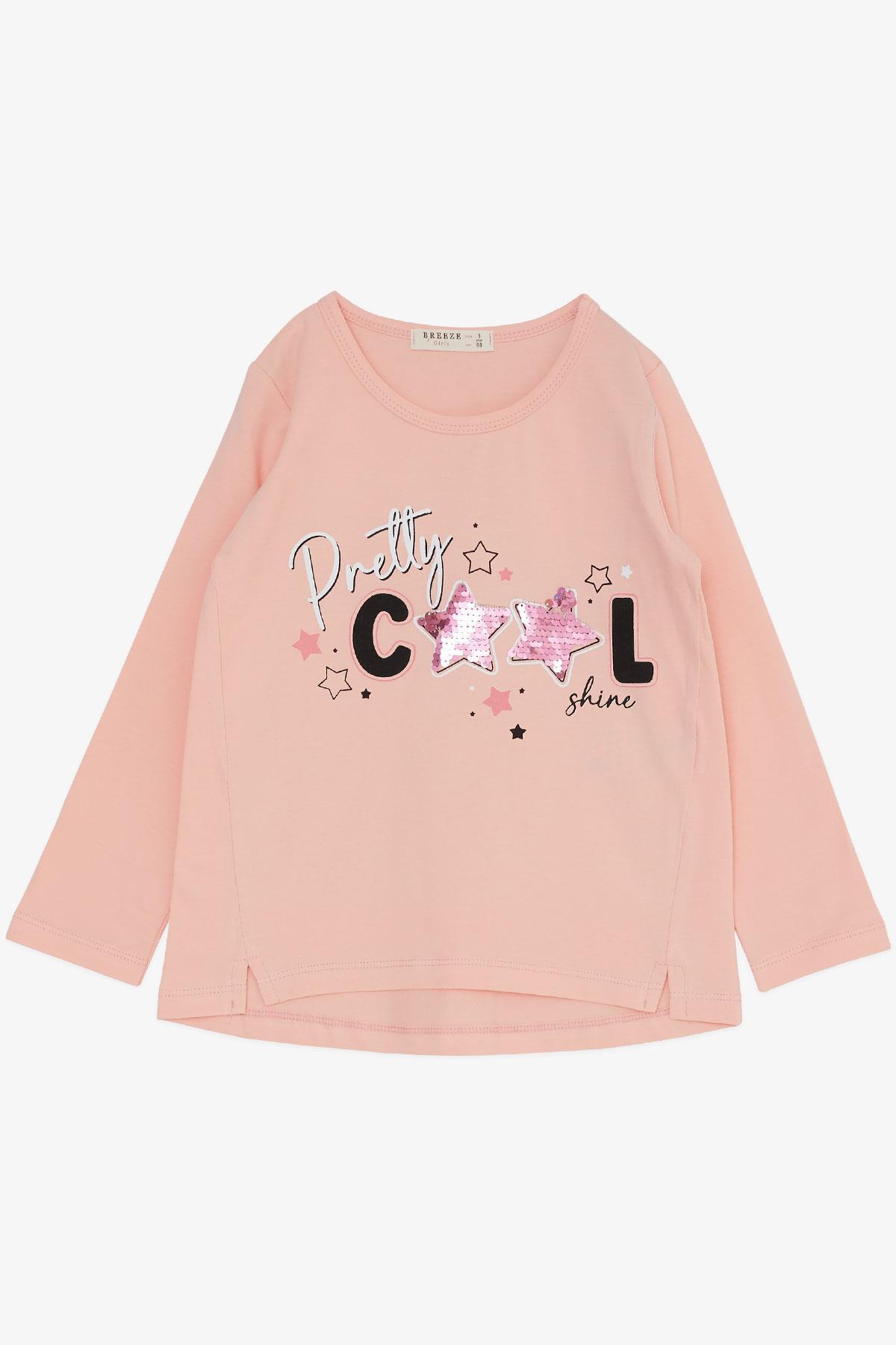 Breeze Kız Çocuk Taytlı Takım Cool Yazı Baskılı Pullu Somon (3-8 Yaş)