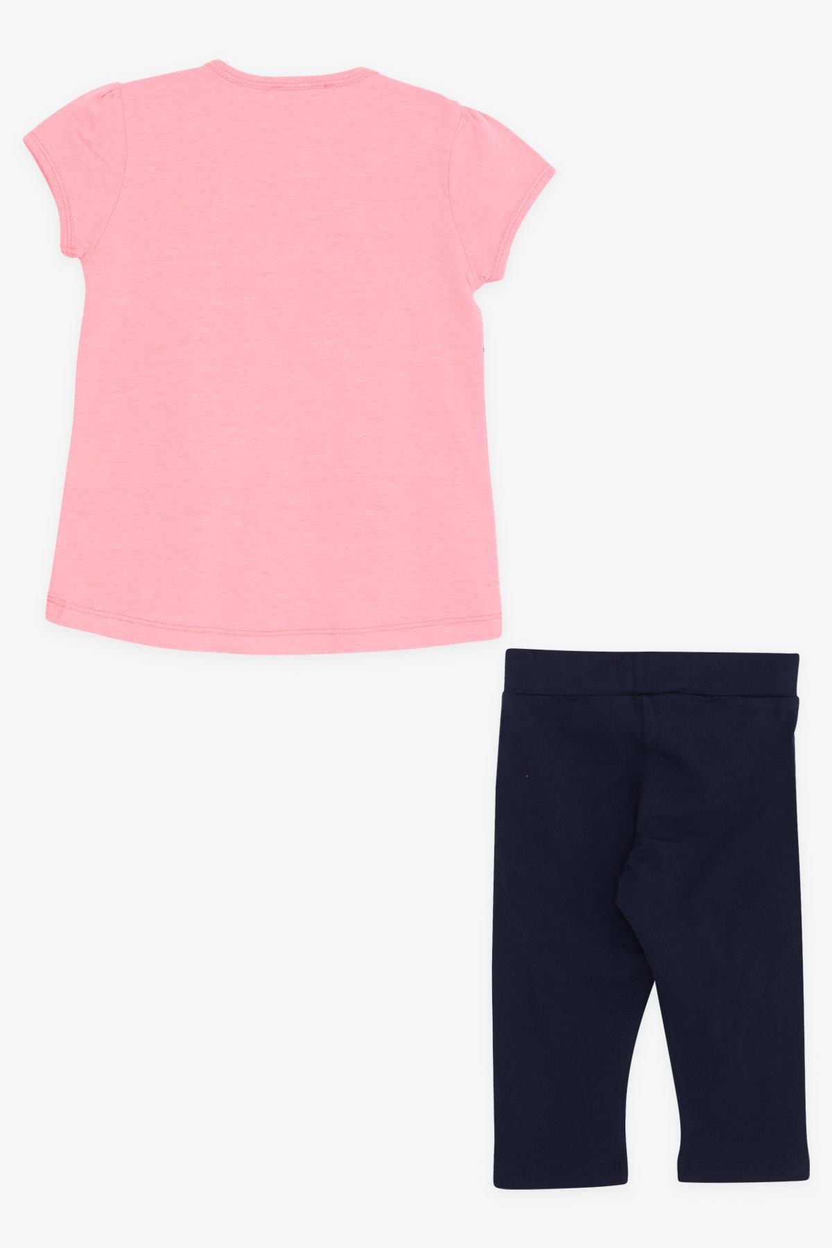 Breeze Kız Çocuk Taytlı Takım Dans Eden Kız Baskılı Neon Pembe (3-8 Yaş)