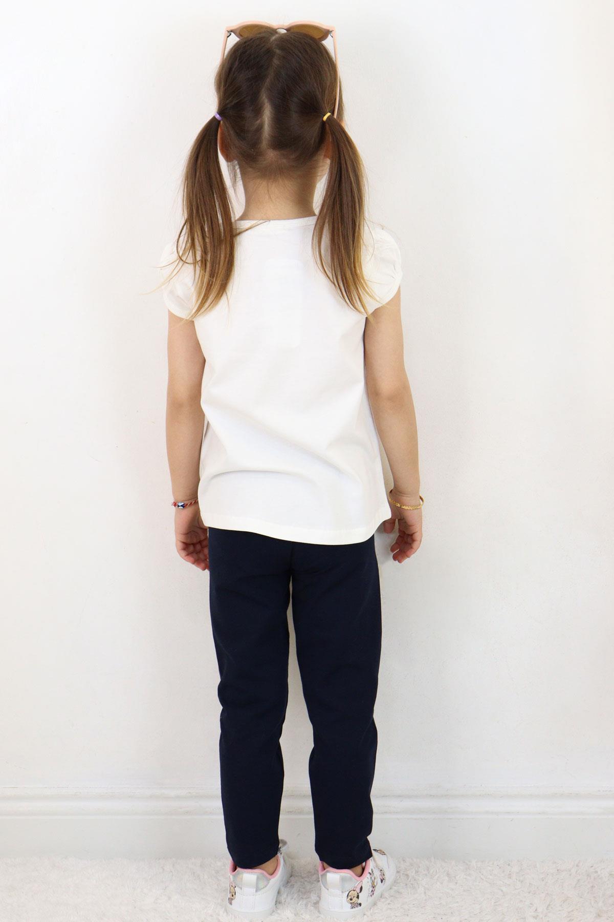 Breeze Kız Çocuk Taytlı Takım Dansçı Neşeli Ayıcık Baskılı Ekru (1.5-5 Yaş)