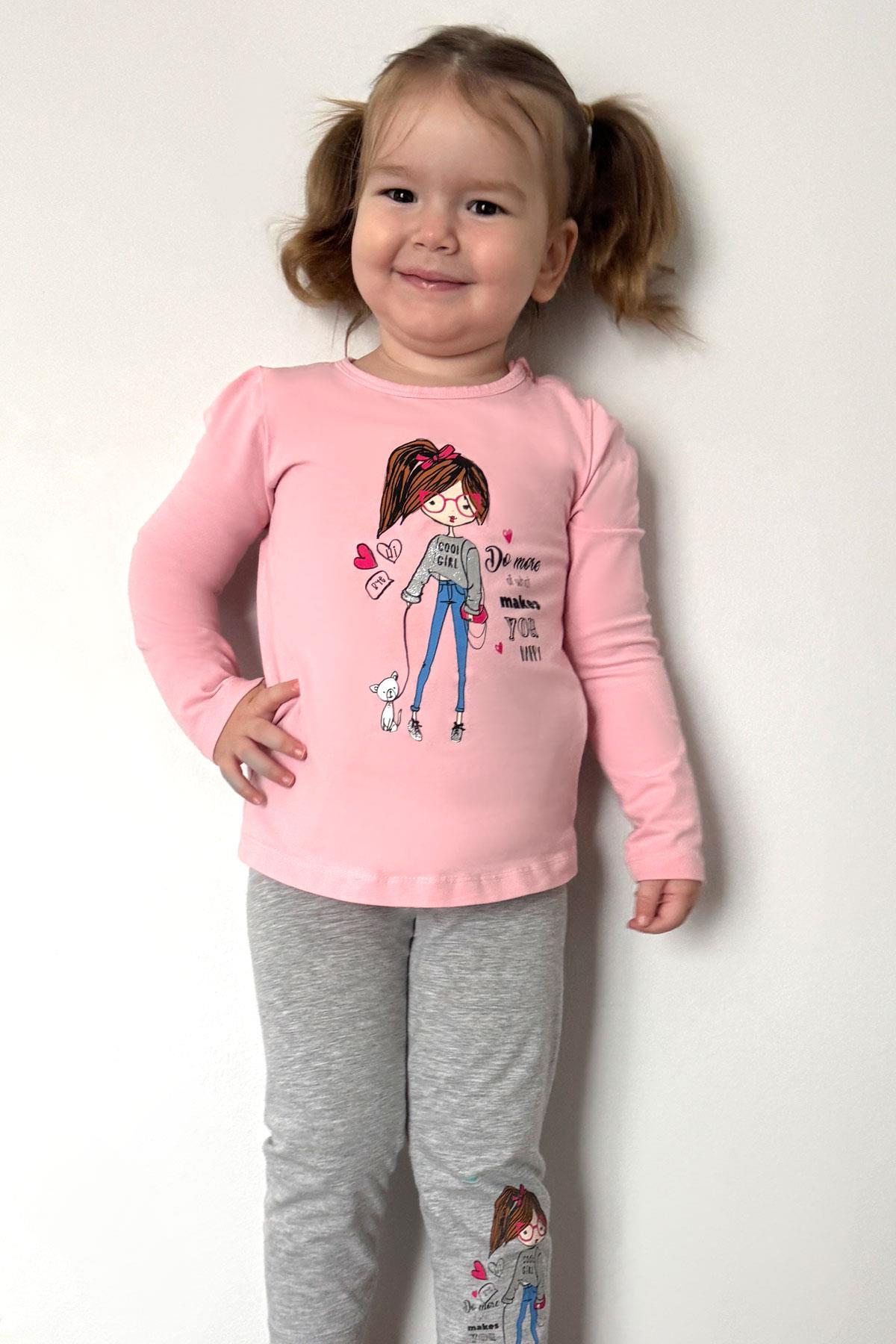 Breeze Kız Çocuk Taytlı Takım Dostluk Temalı Kız Baskılı Pembe (1.5-5 Yaş)