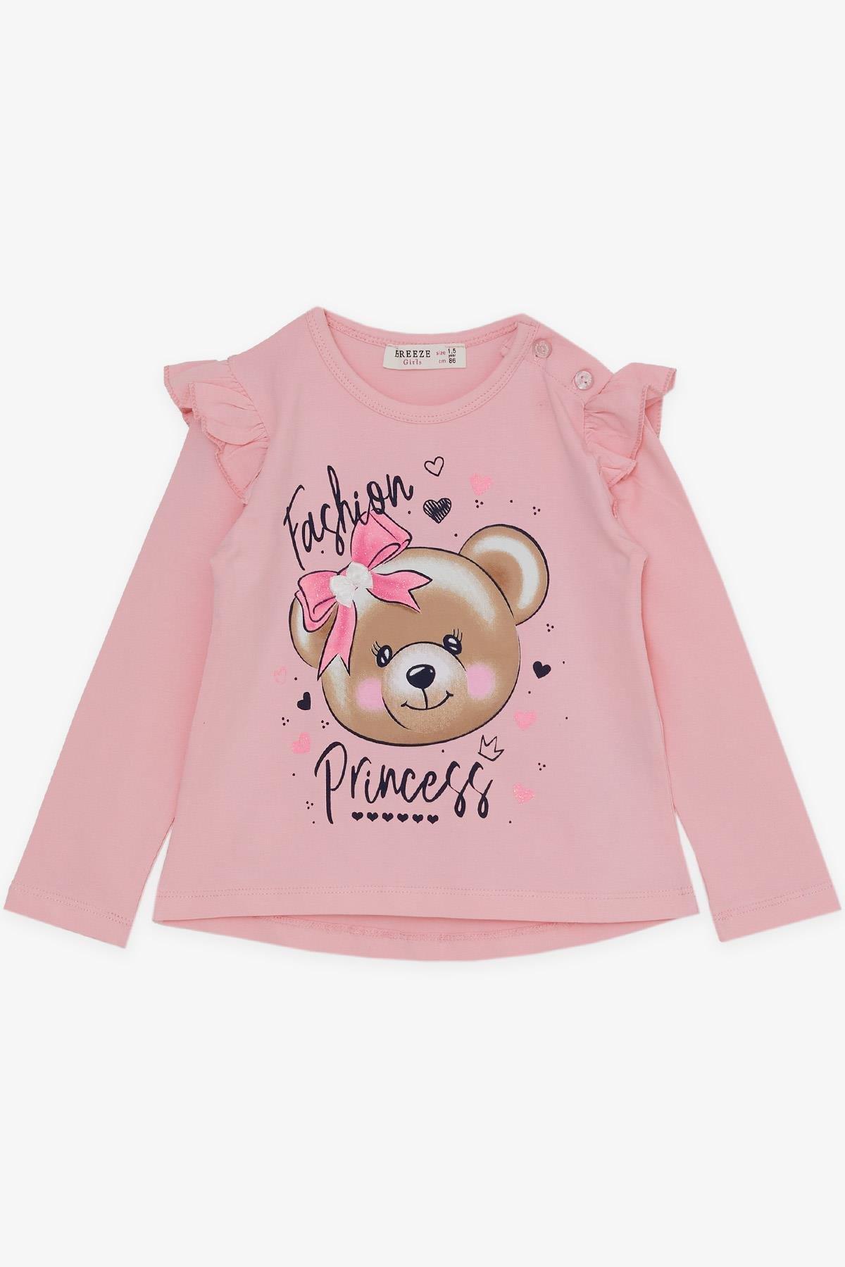 Breeze Kız Çocuk Taytlı Takım Fiyonklu Ayıcık Baskılı Pembe (1.5-5 Yaş)