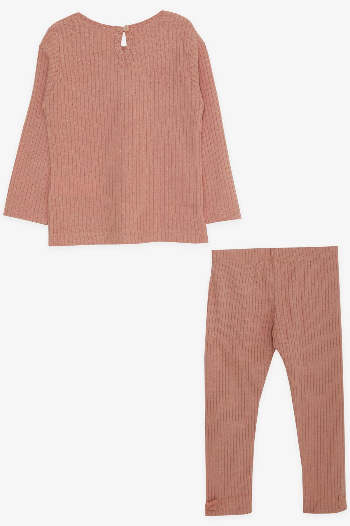Breeze Kız Çocuk Taytlı Takım Fiyonklu Gülkurusu (9 Ay-3 Yaş)