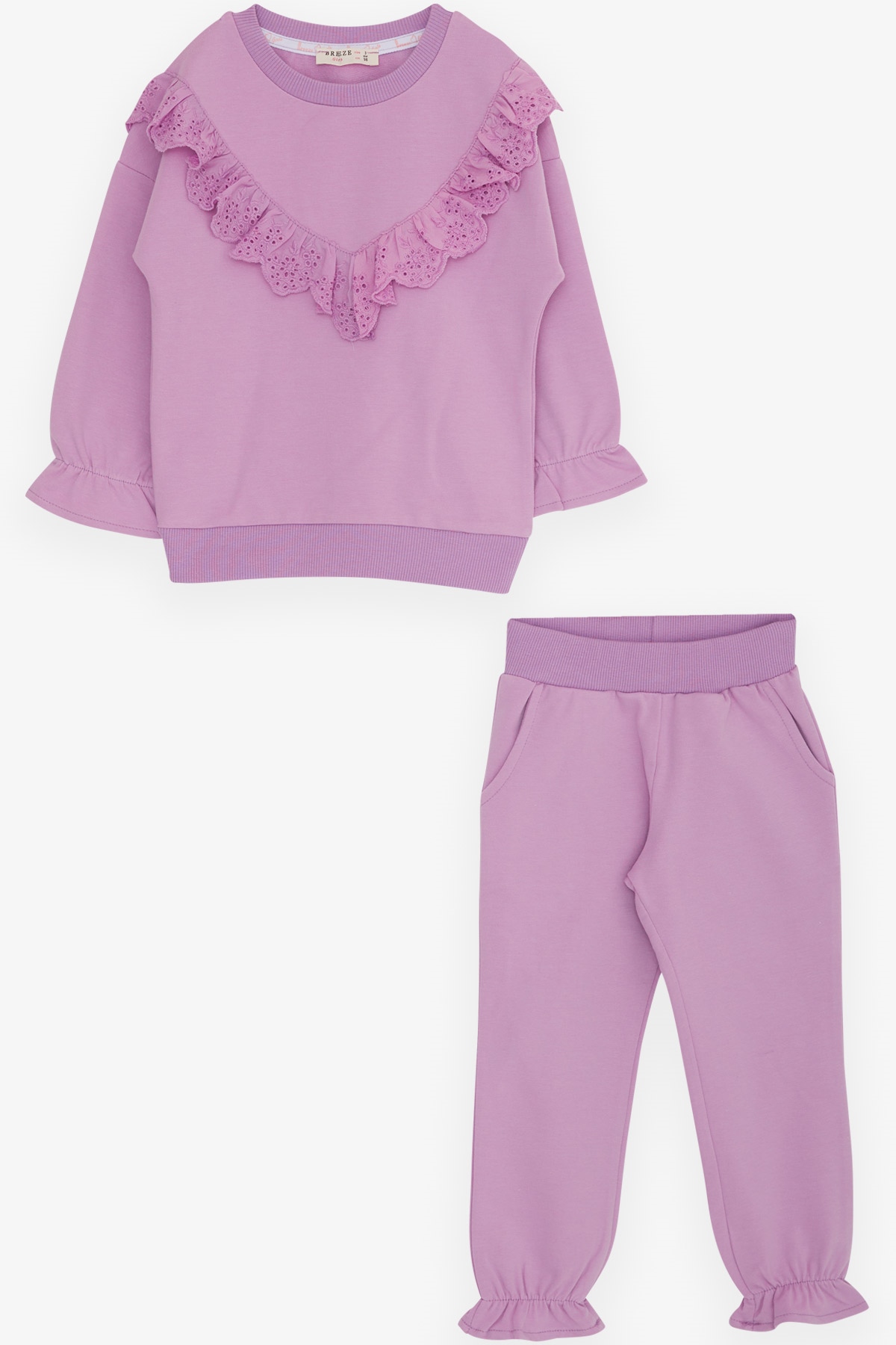 Breeze Kız Çocuk Taytlı Takım Güpürlü Lila (3-8 Yaş)