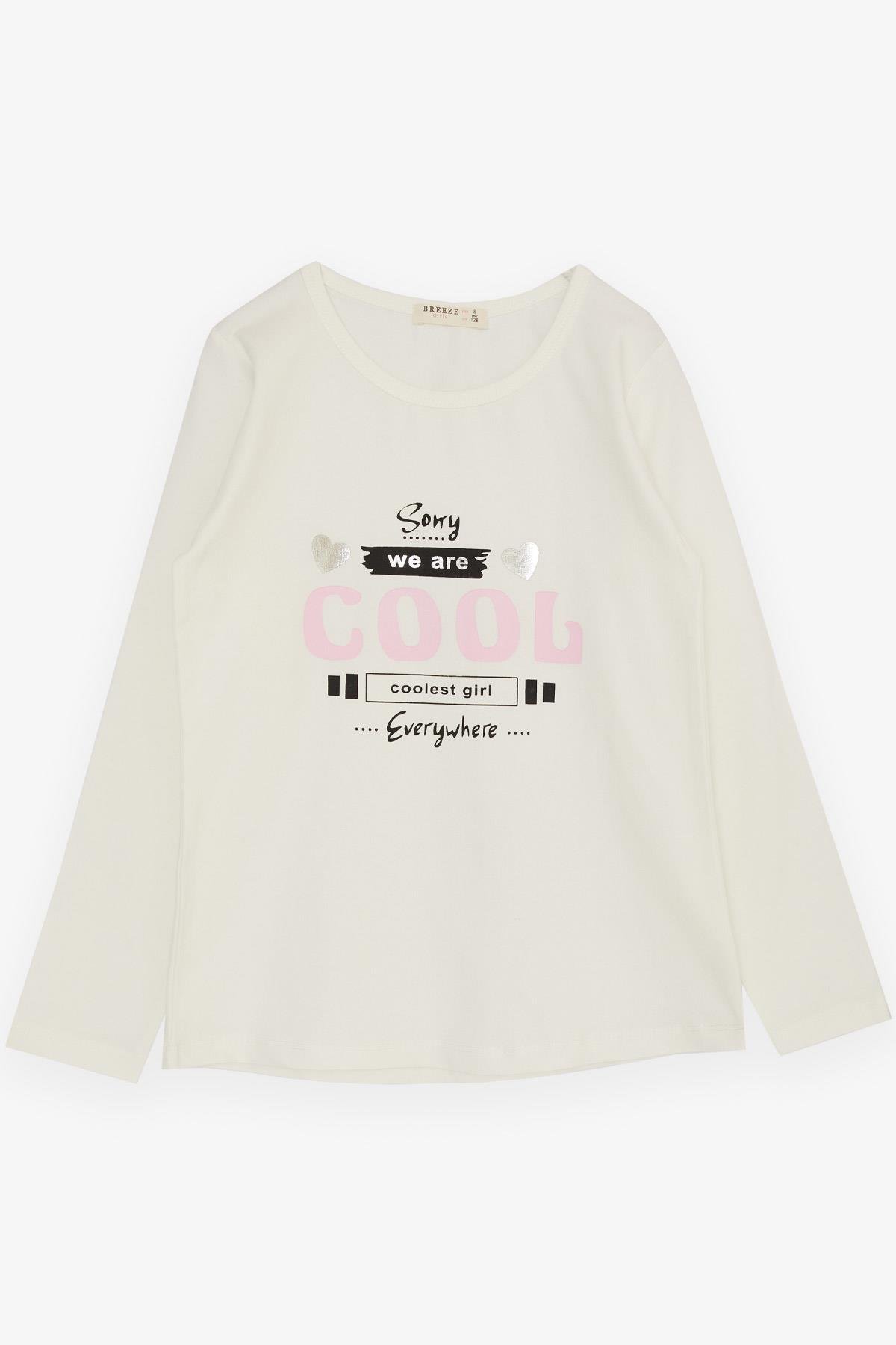 Breeze Kız Çocuk Taytlı Takım Havalı Kız Yazı Baskılı Ekru (4-8 Yaş)