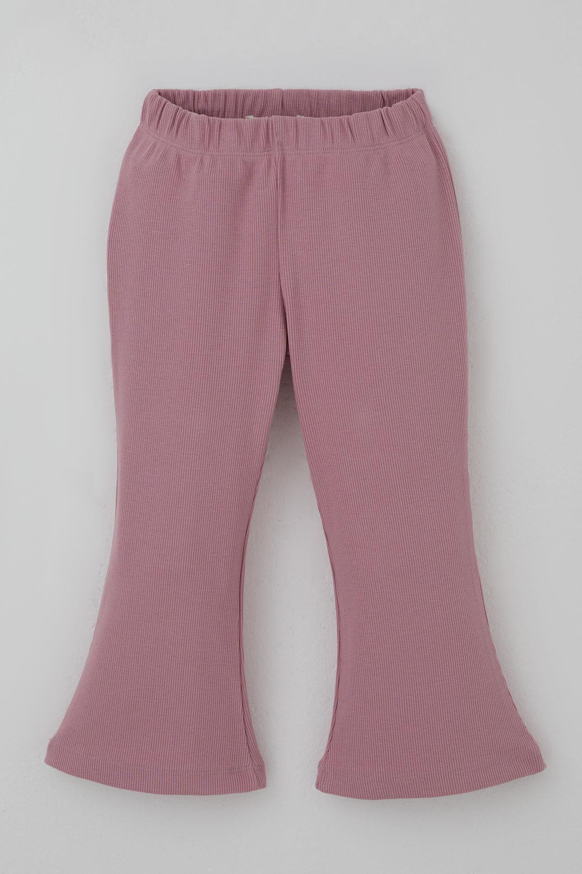 Breeze Kız Çocuk Taytlı Takım İspanyol Paça Çiçek Desenli Fiyonk Detaylı Krem (1.5-5 Yaş)