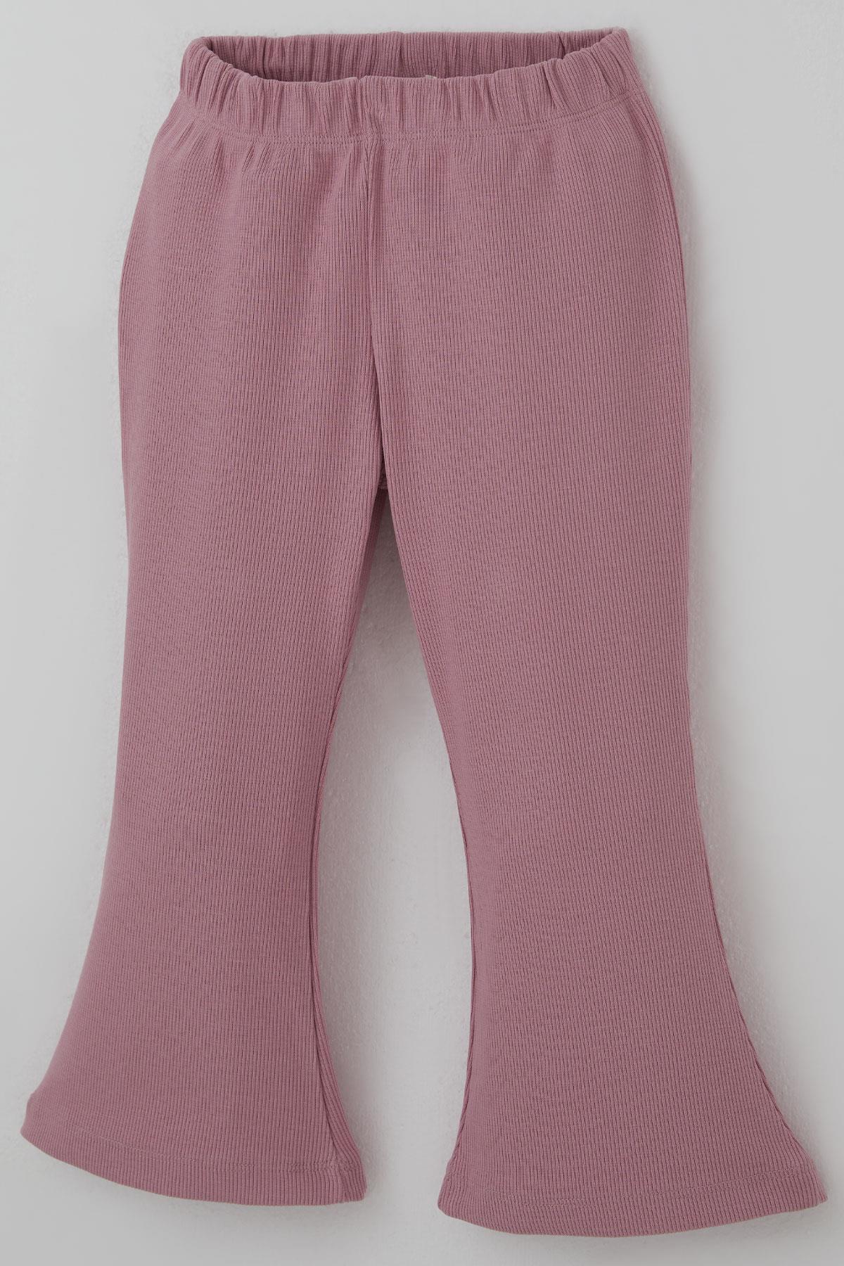 Breeze Kız Çocuk Taytlı Takım İspanyol Paça Çiçek Desenli Fiyonk Detaylı Krem (1.5-5 Yaş)