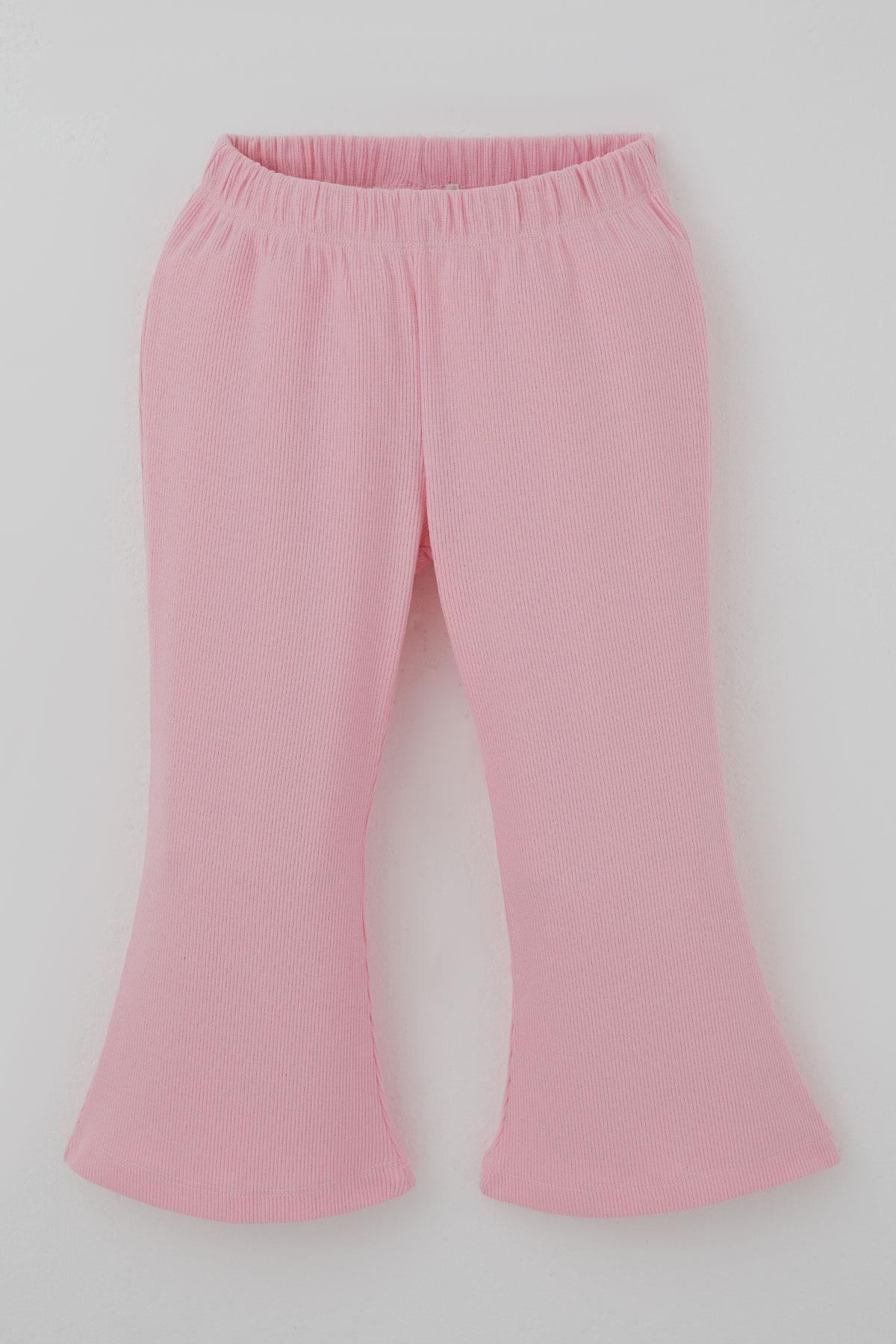 Breeze Kız Çocuk Taytlı Takım İspanyol Paça Çiçek Desenli Fiyonk Detaylı Krem (1.5-5 Yaş)