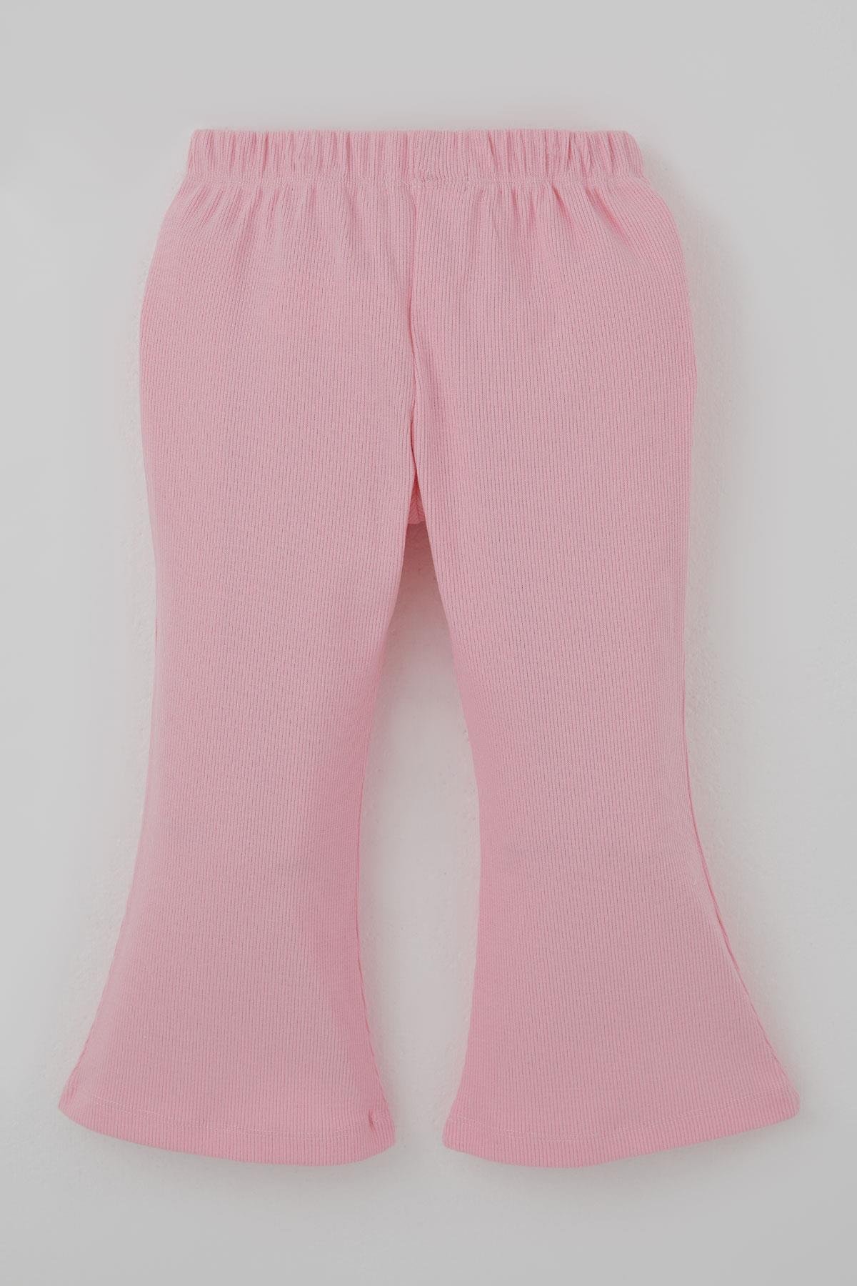 Breeze Kız Çocuk Taytlı Takım İspanyol Paça Çiçek Desenli Fiyonk Detaylı Krem (1.5-5 Yaş)