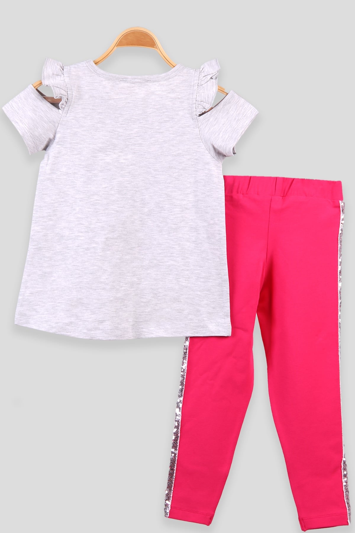 Breeze Kız Çocuk Taytlı Takım Kelebek Pullu Gri (4-9 Yaş)