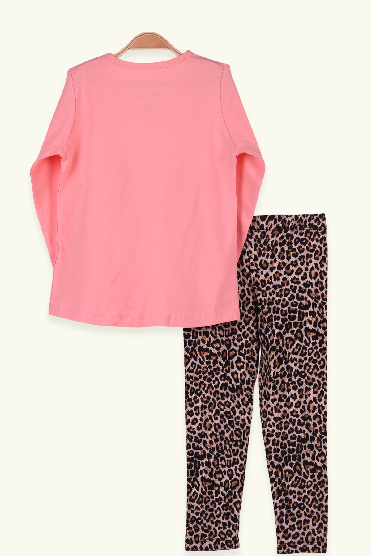 Breeze Kız Çocuk Taytlı Takım Leopar Desenli Somon (3-8 Yaş)