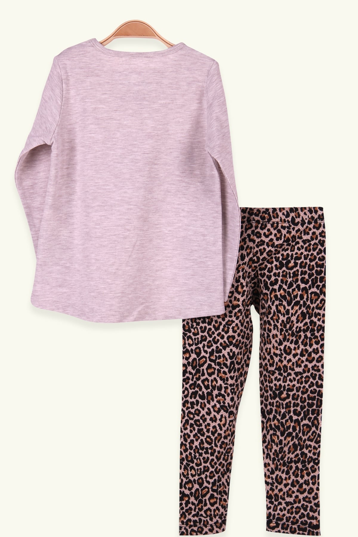 Breeze Kız Çocuk Taytlı Takım Leopar Desenli Bej (3-8 Yaş)