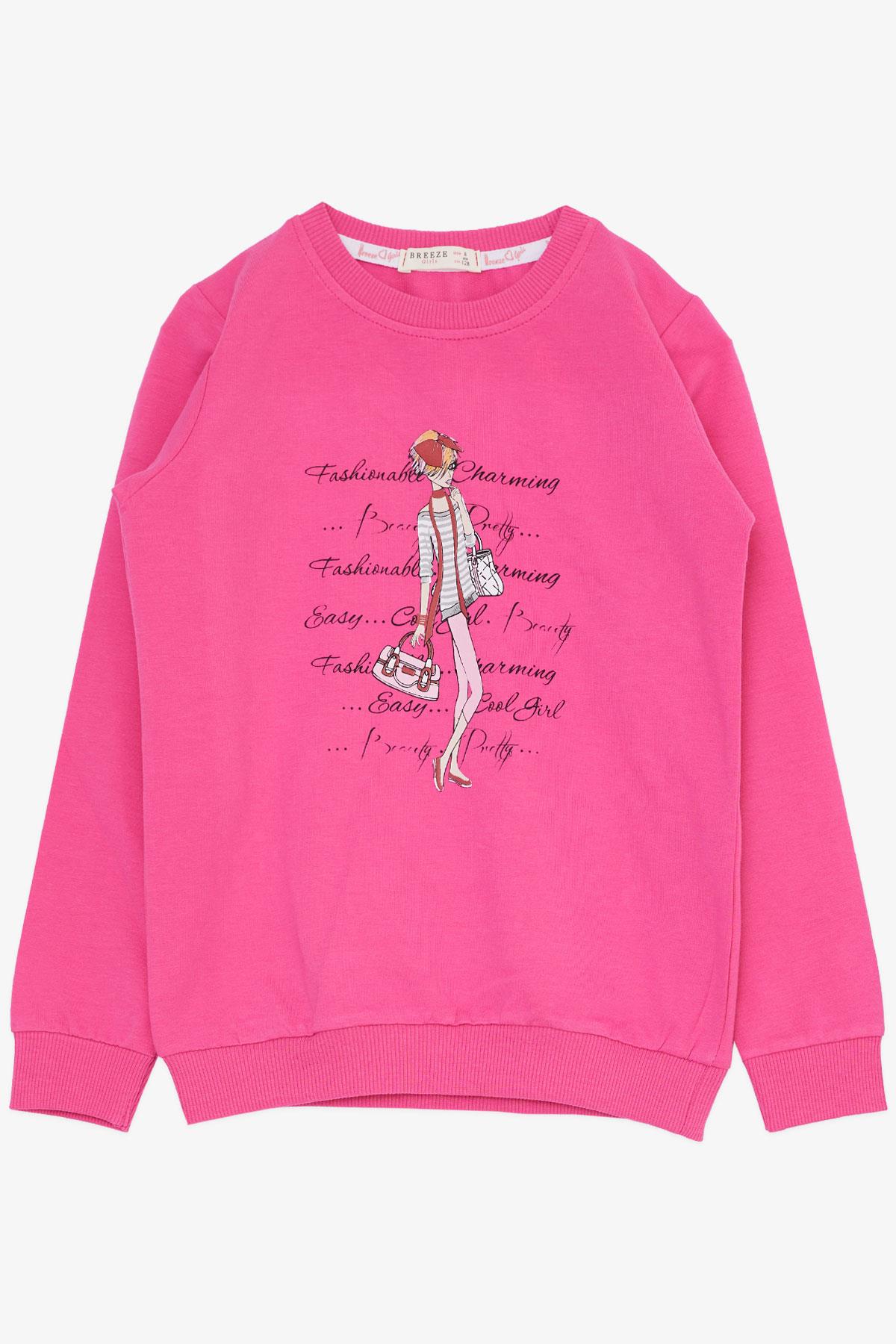 Breeze Kız Çocuk Taytlı Takım Moda Temalı Havalı Kız Baskılı Fuşya (5-10 Yaş)