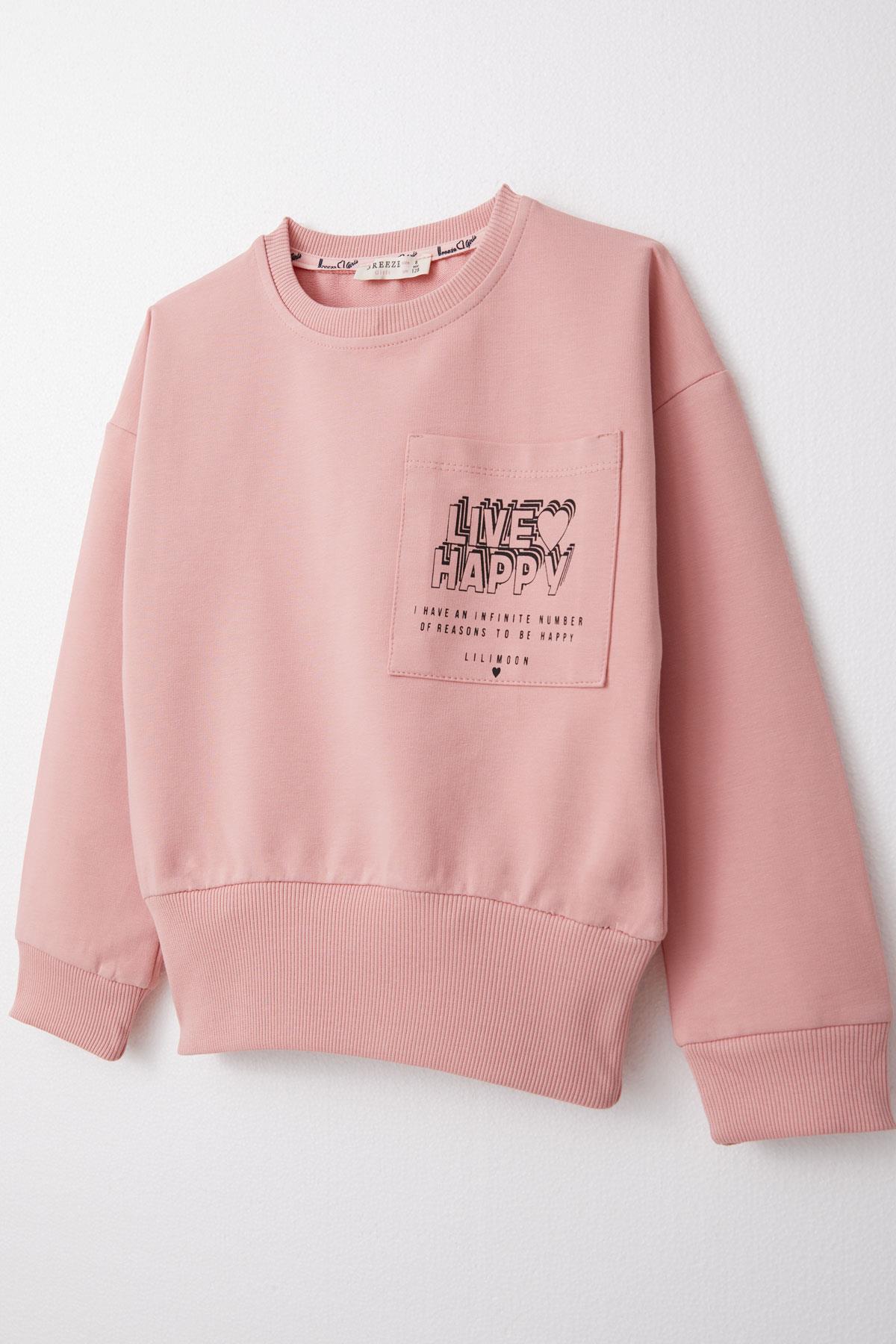 Breeze Kız Çocuk Taytlı Takım Motivasyon Temalı Paçası Yırtmaçlı Gülkurusu (5-10 Yaş)