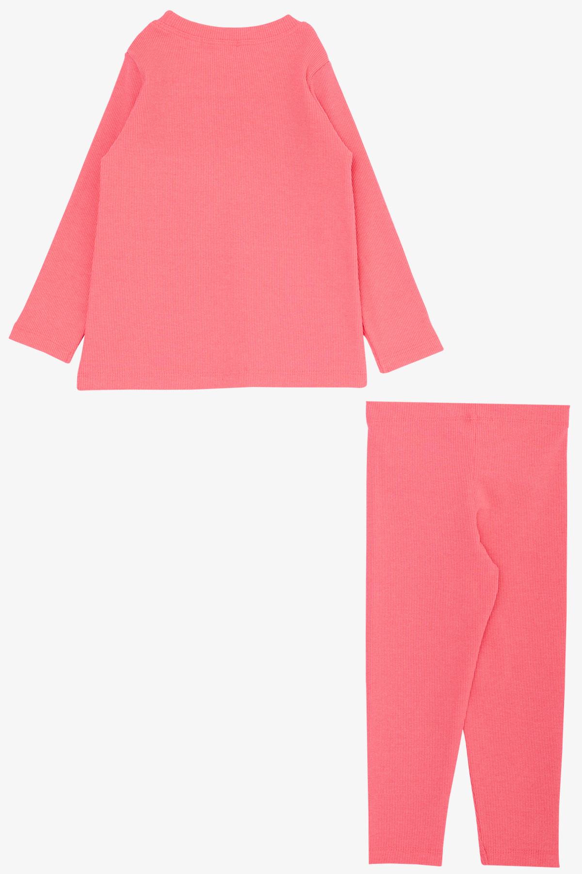 Breeze Kız Çocuk Taytlı Takım Oyuncak Ayıcık Aksesuarlı Neon Pembe (2-6 Yaş)