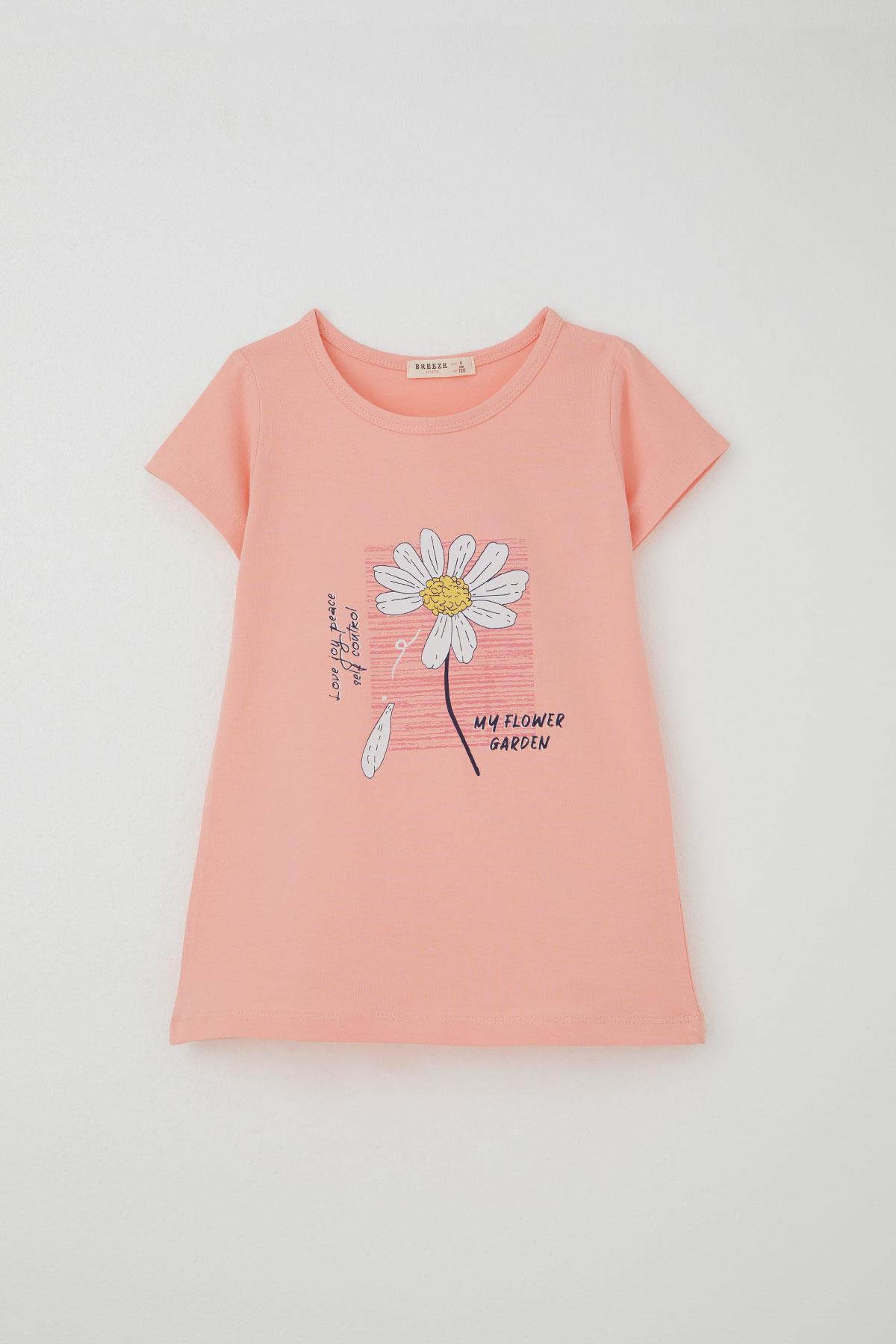 Breeze Kız Çocuk Taytlı Takım Papatya Baskılı Somon (4-9 Yaş)