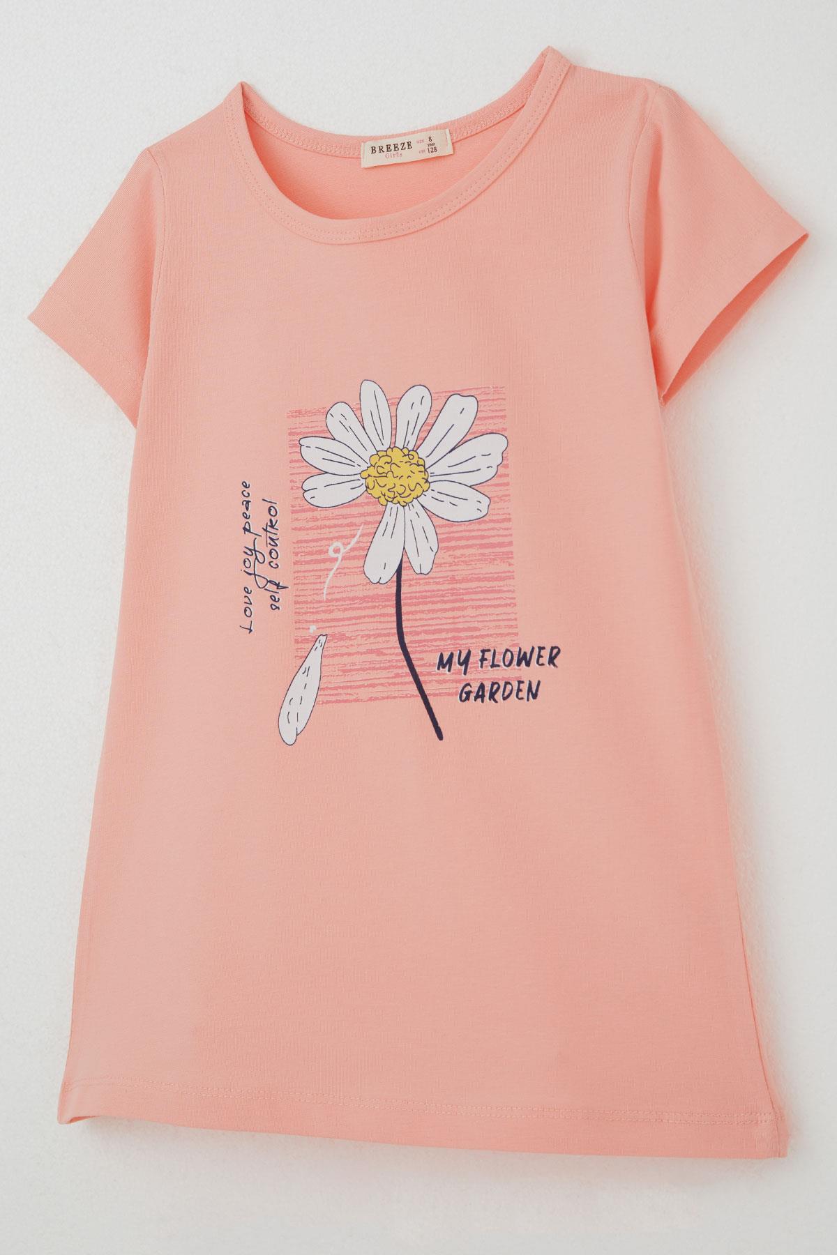 Breeze Kız Çocuk Taytlı Takım Papatya Baskılı Somon (4-9 Yaş)