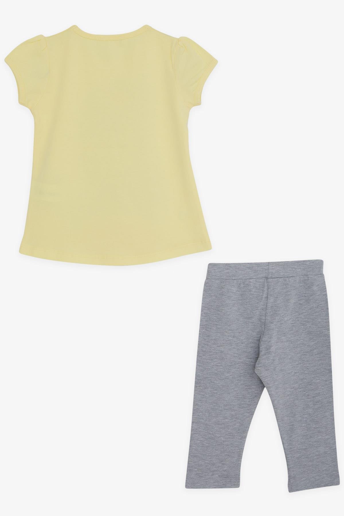 Breeze Kız Çocuk Taytlı Takım Pullu Kız Baskılı Sarı (3-8 Yaş)