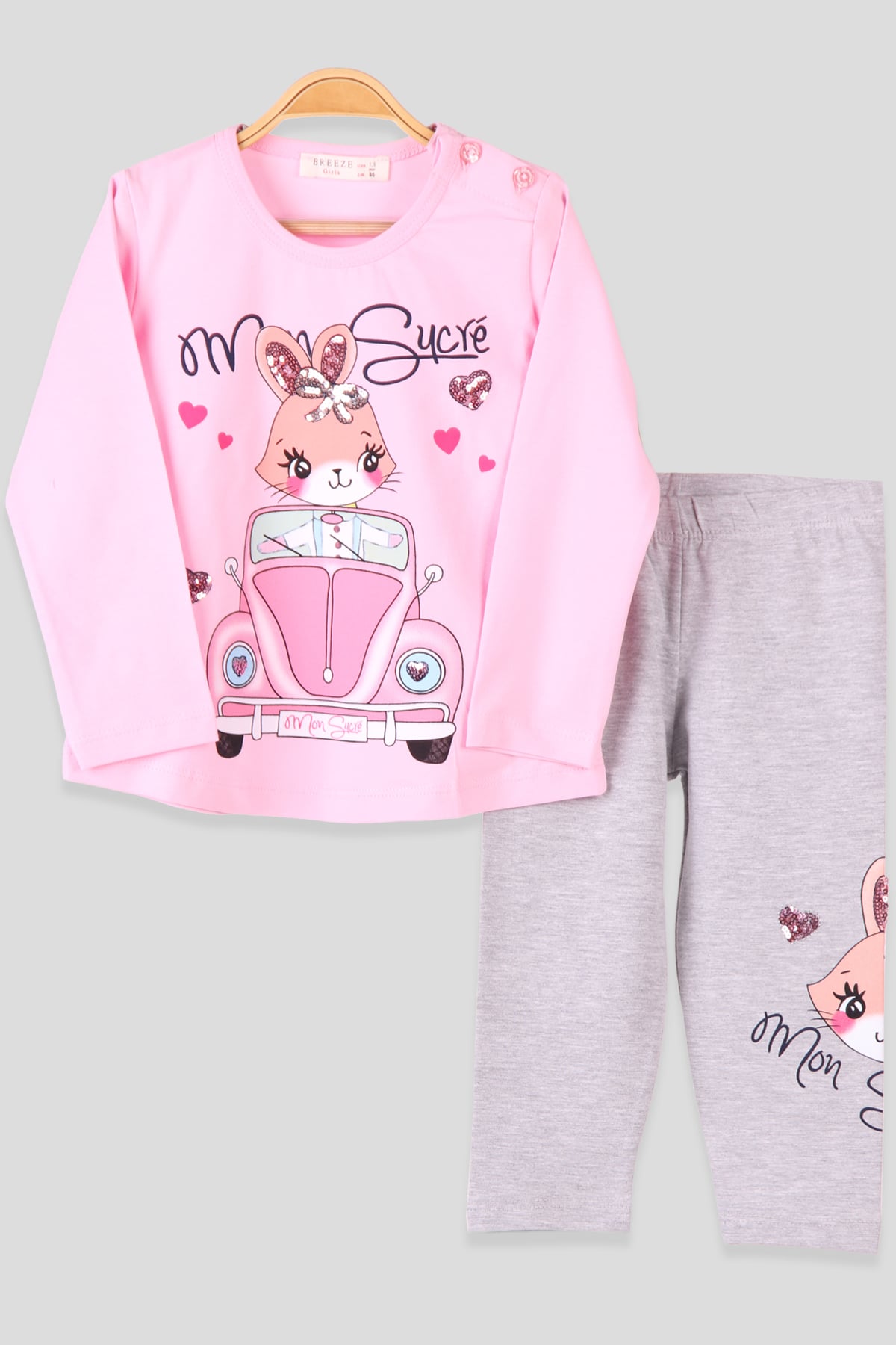 Breeze Kız Çocuk Taytlı Takım Pullu Pembe (1.5-5 Yaş)
