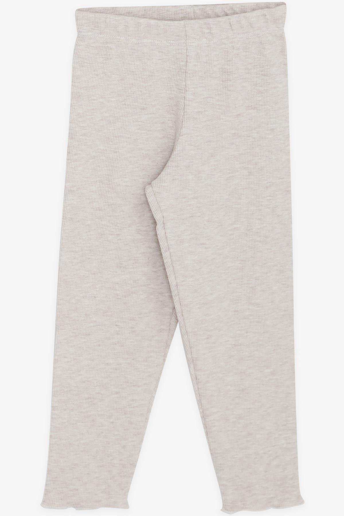 Breeze Kız Çocuk Taytlı Takım Pullu Yazı Nakışlı Bej Melanj (1.5-5 Yaş)