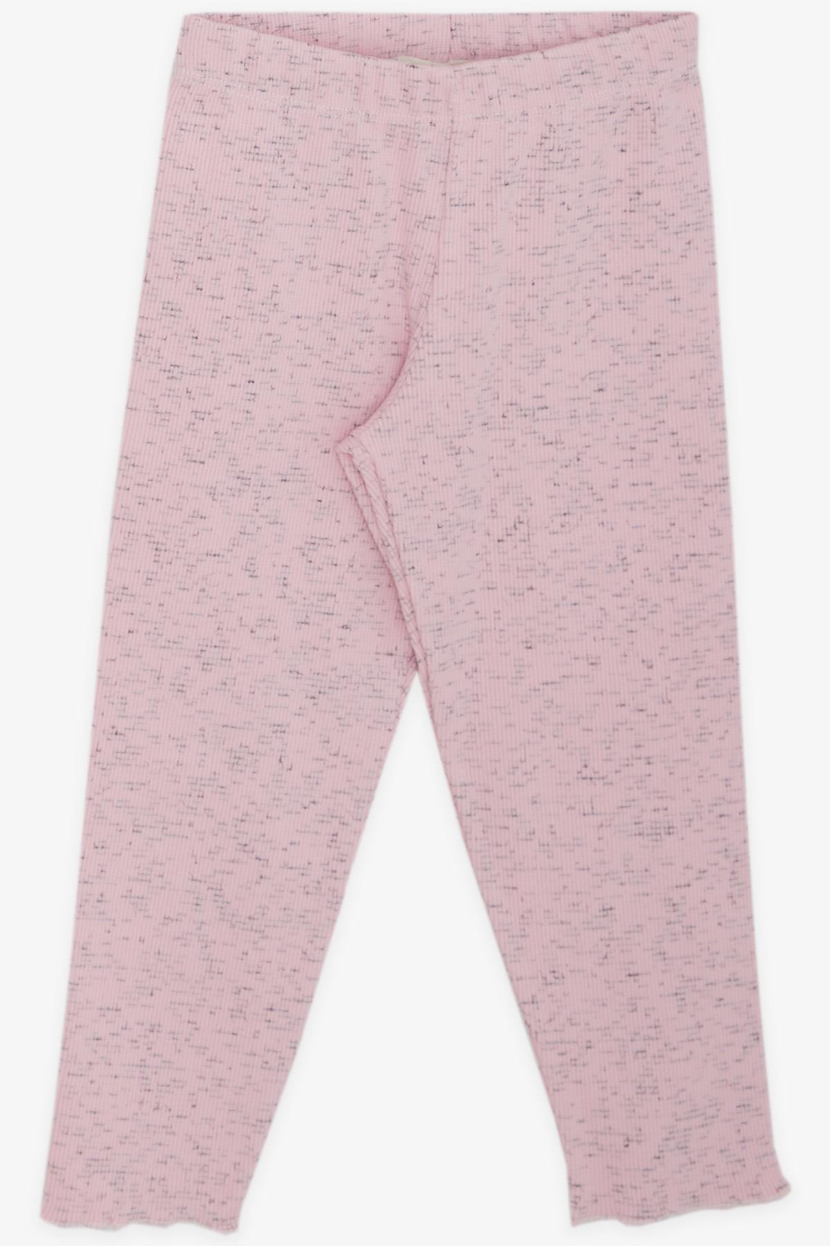 Breeze Kız Çocuk Taytlı Takım Pullu Yazı Nakışlı Pembe (1.5-5 Yaş)