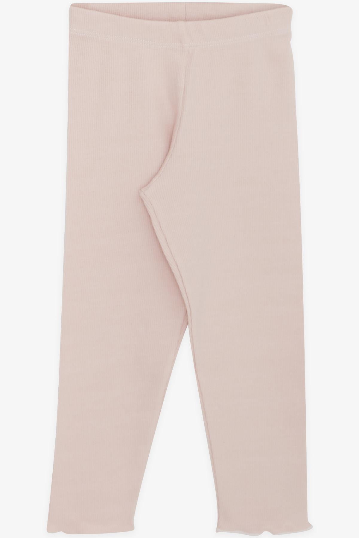 Breeze Kız Çocuk Taytlı Takım Pullu Yazı Nakışlı Pudra (1.5-5 Yaş)