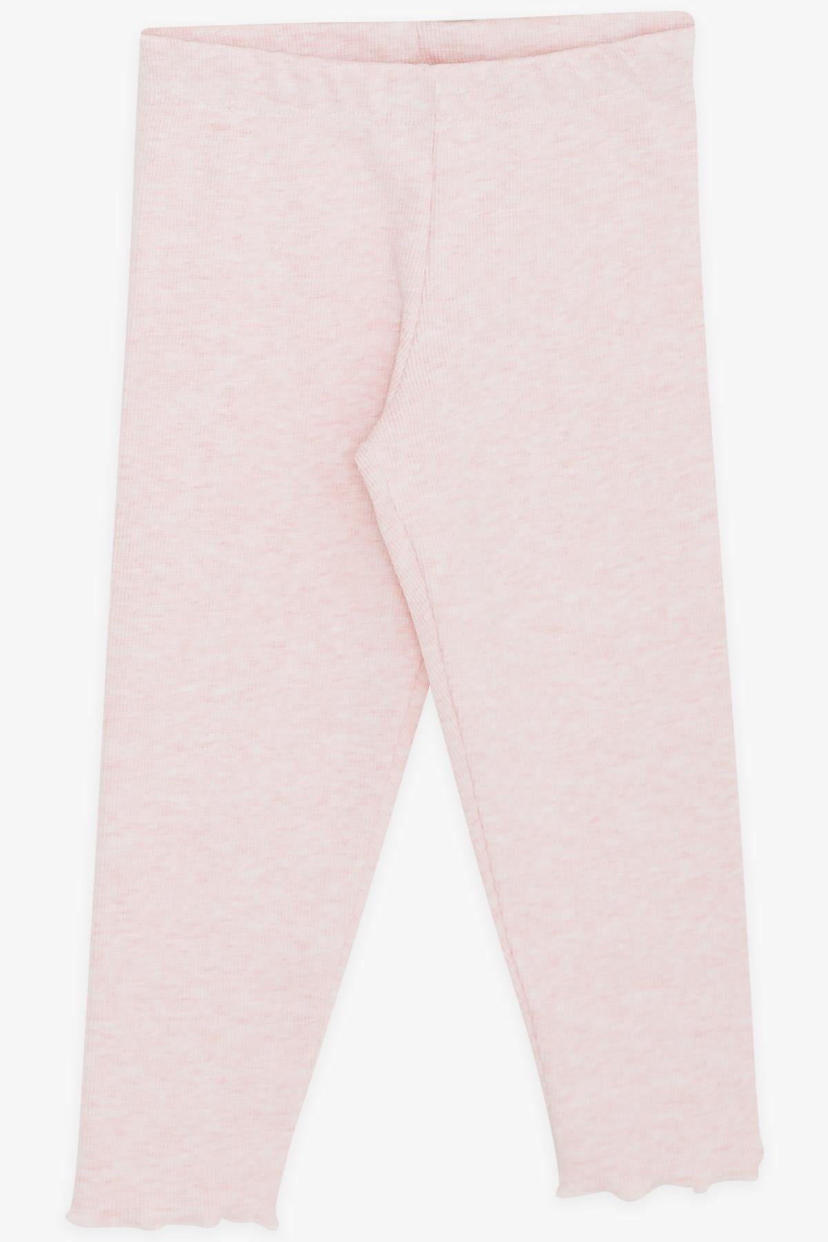 Breeze Kız Çocuk Taytlı Takım Pullu Yazı Nakışlı Pembe Melanj (1.5-5 Yaş)