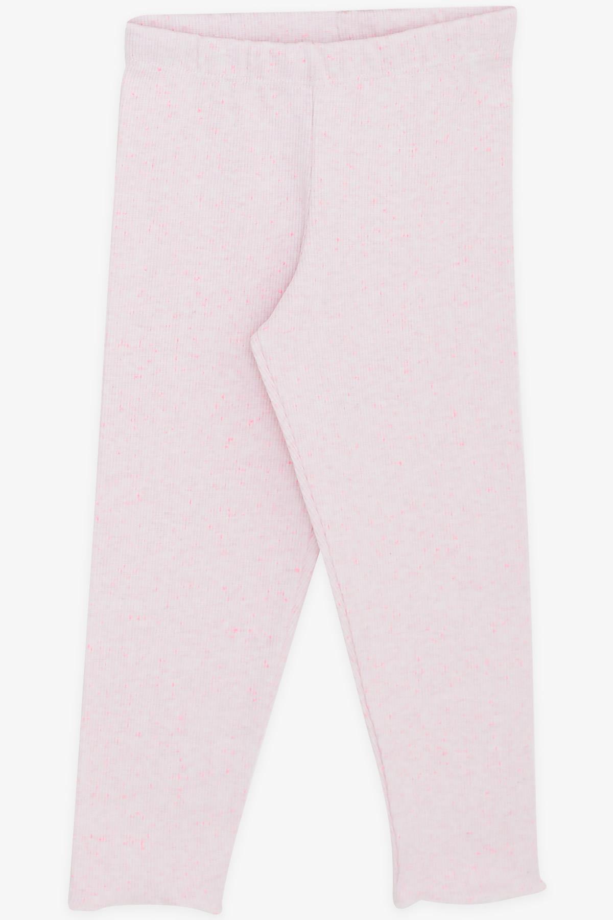 Breeze Kız Çocuk Taytlı Takım Pullu Yazı Nakışlı Pembe Melanj (1.5-5 Yaş)