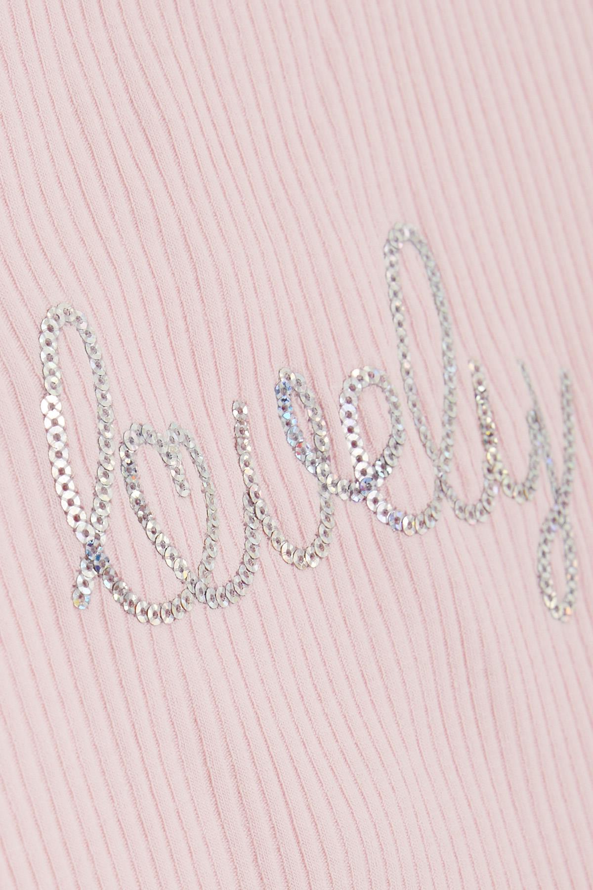 Breeze Kız Çocuk Taytlı Takım Pullu Yazı Baskılı Pembe (1-4 Yaş)
