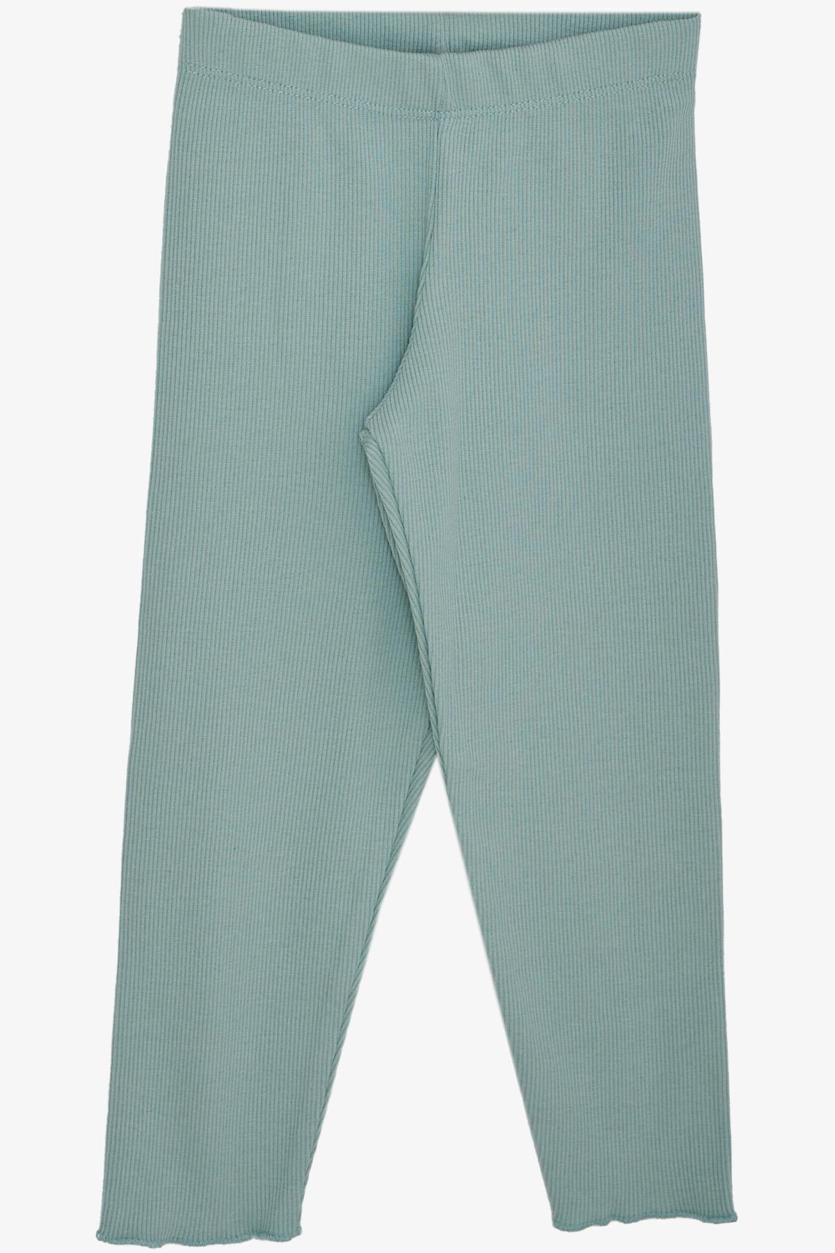 Breeze Kız Çocuk Taytlı Takım Pullu Yazı Nakışlı Mint Yeşili (1.5-5 Yaş)
