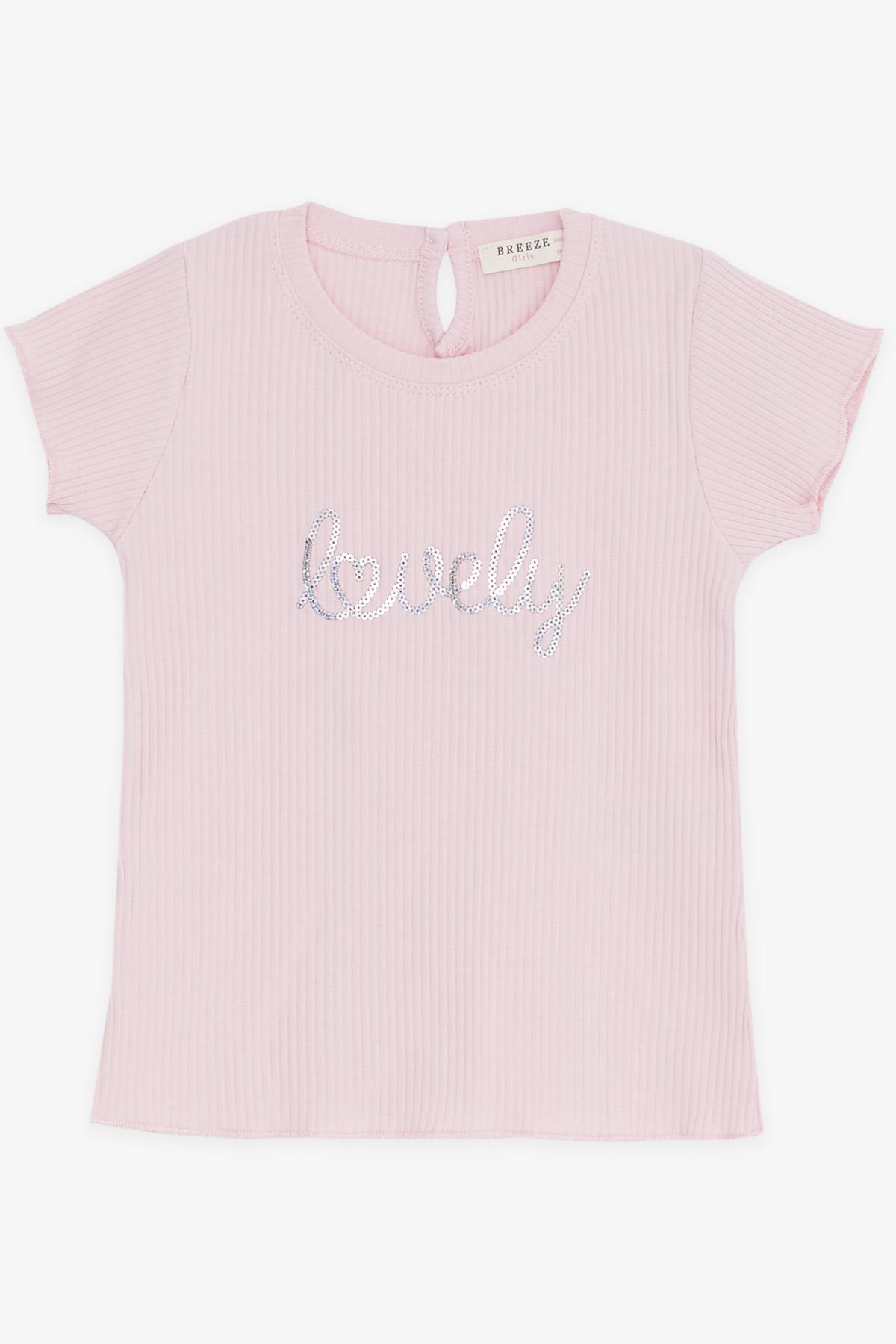Breeze Kız Çocuk Taytlı Takım Pullu Yazı Baskılı Pembe (1-4 Yaş)