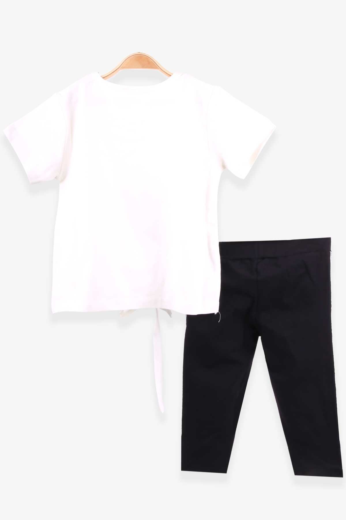 Breeze Kız Çocuk Taytlı Takım Pullu Yıldız Baskılı Ekru (5-10 Yaş)