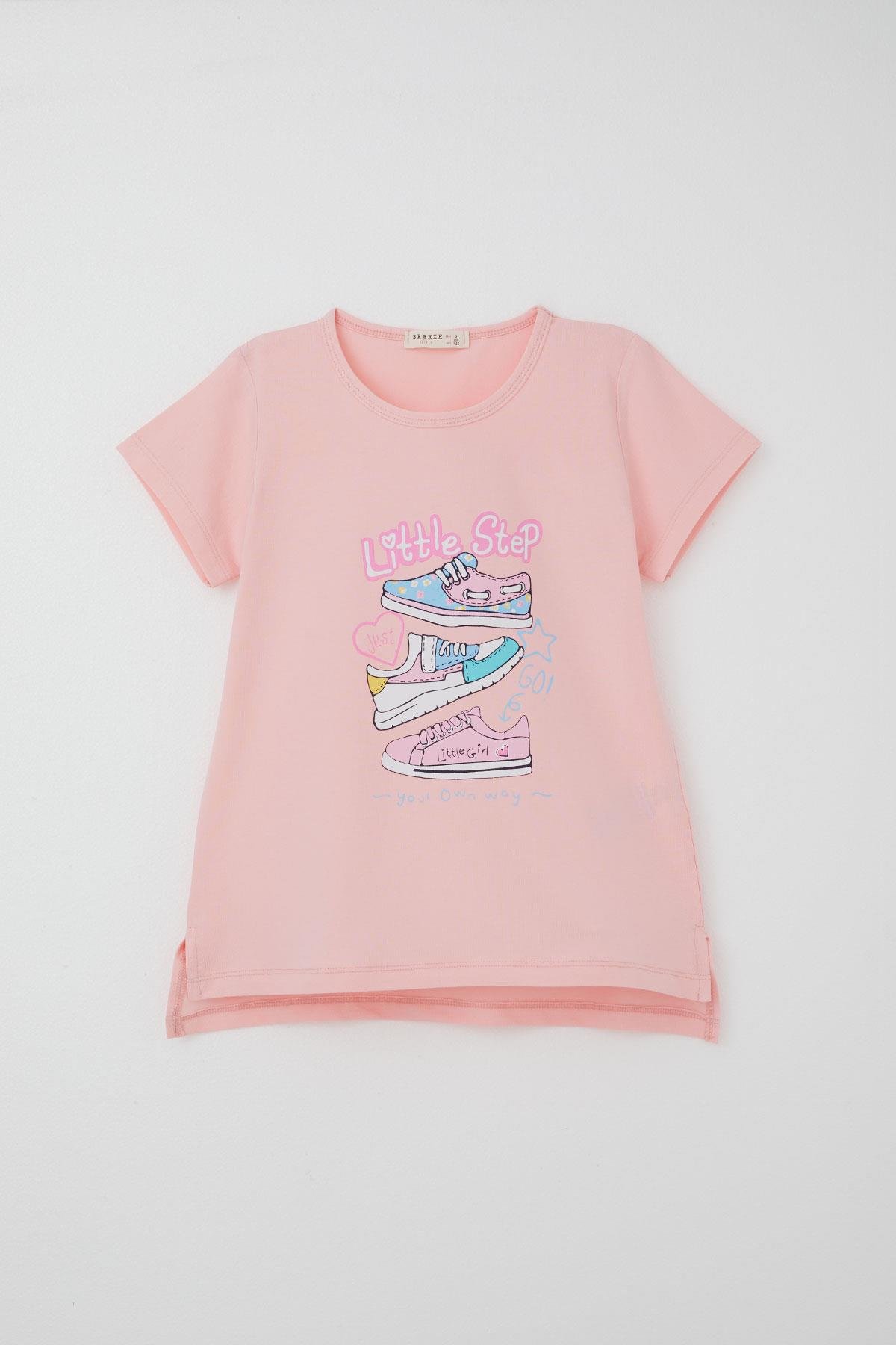 Breeze Kız Çocuk Taytlı Takım Renkli Ayakkabı Baskılı Pembe (5-10 Yaş)