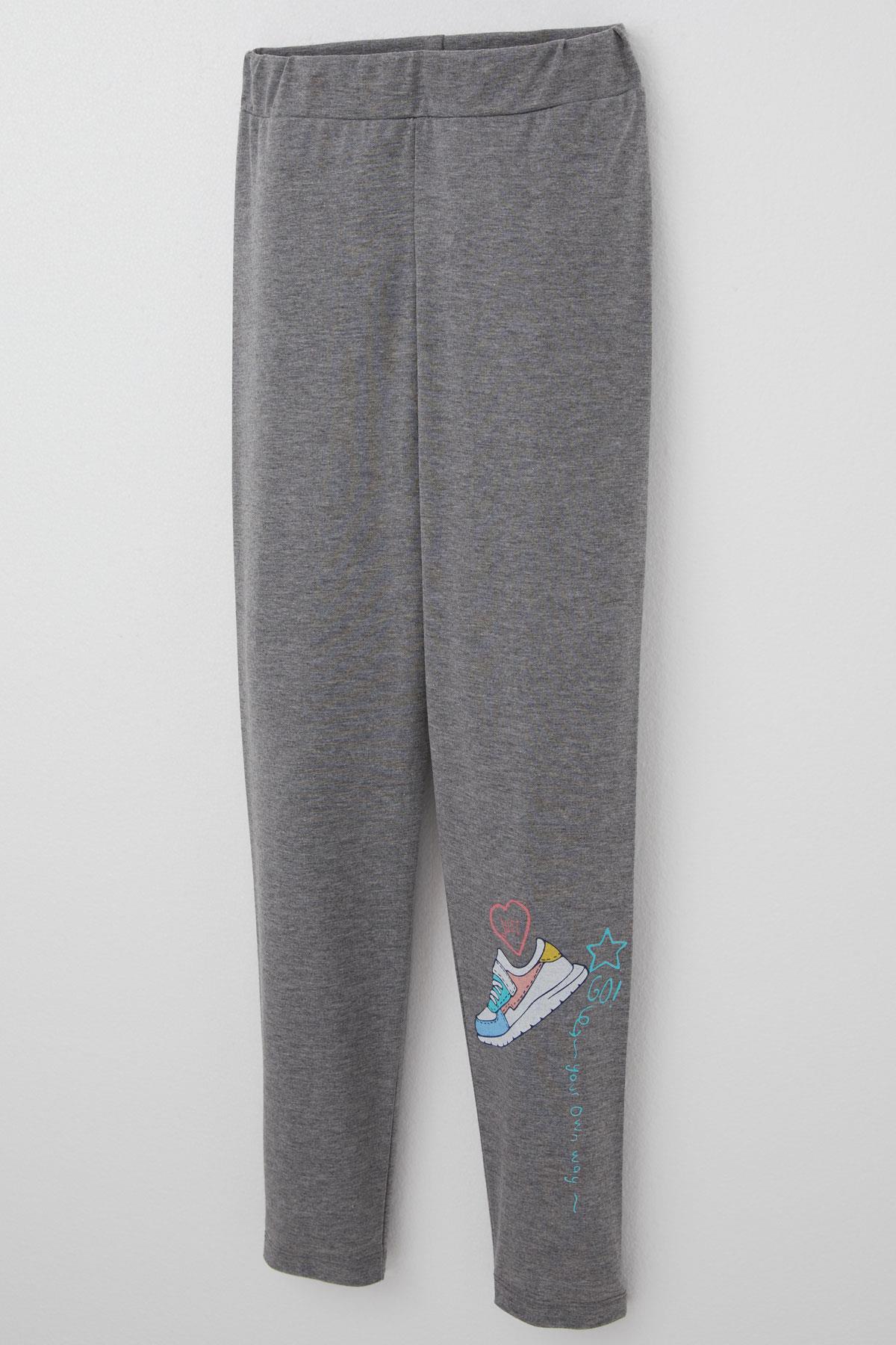 Breeze Kız Çocuk Taytlı Takım Renkli Ayakkabı Baskılı Somon (5-10 Yaş)