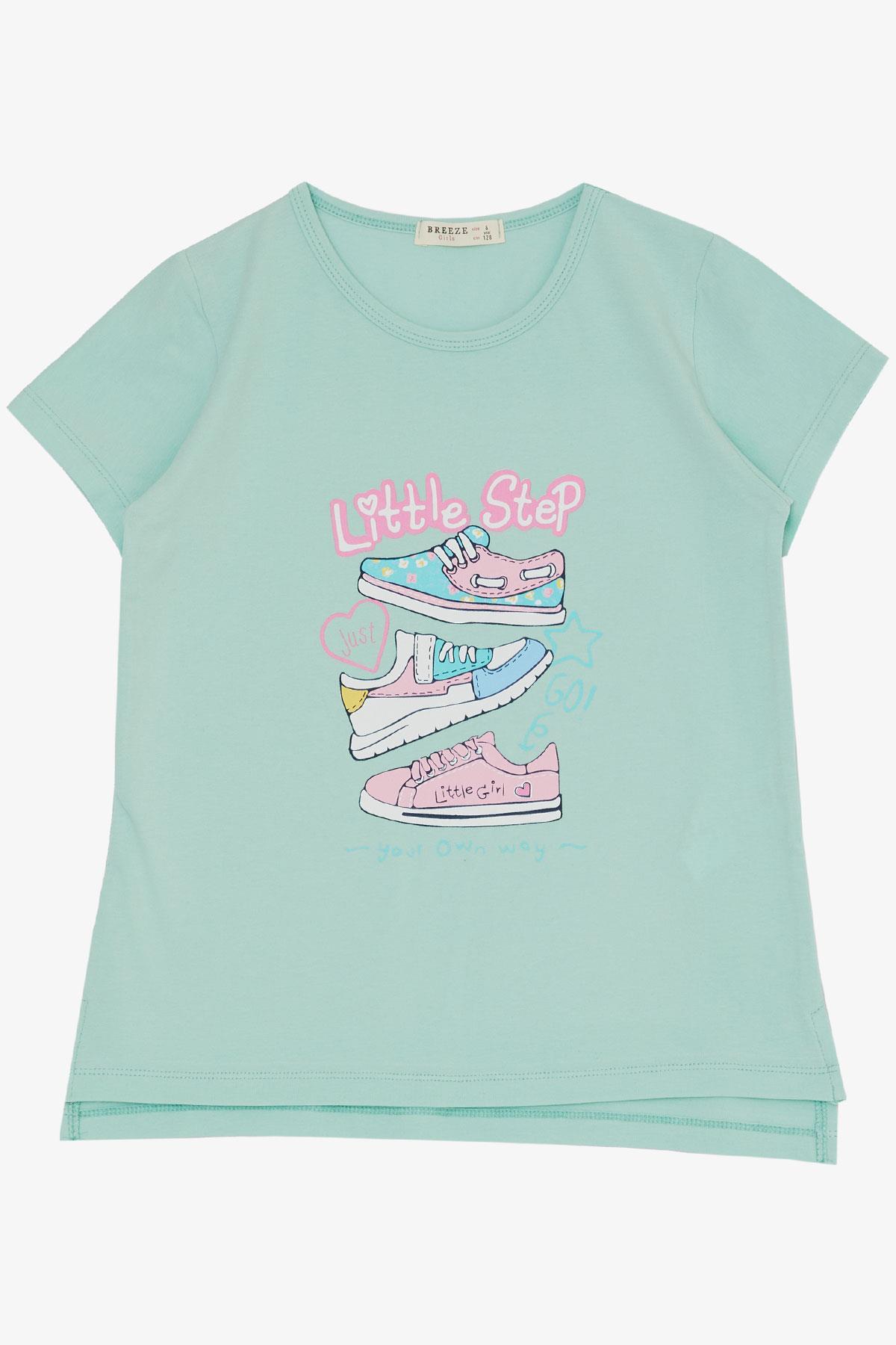 Breeze Kız Çocuk Taytlı Takım Renkli Ayakkabı Baskılı Su Yeşili (5-10 Yaş)