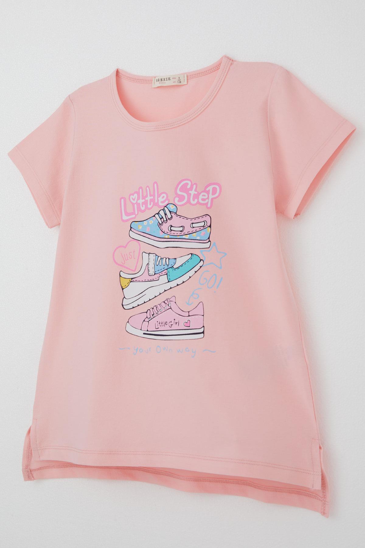 Breeze Kız Çocuk Taytlı Takım Renkli Ayakkabı Baskılı Pembe (5-10 Yaş)